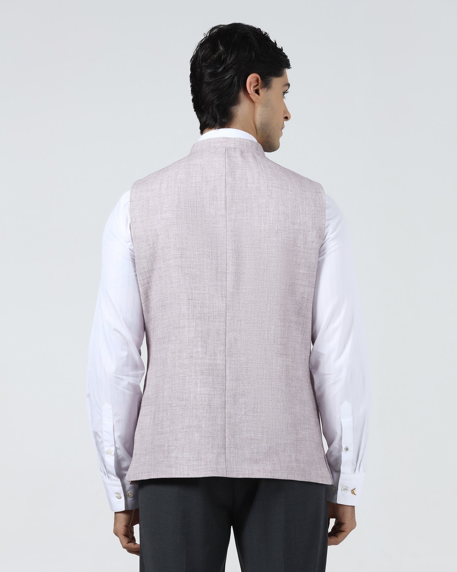 Pink Bandhgala Textured Waistcoat - Cadens