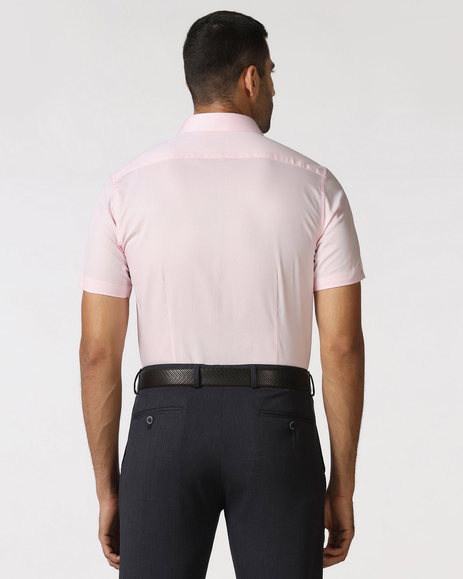 Pink Half Sleeve Textured Shirt - Ryan