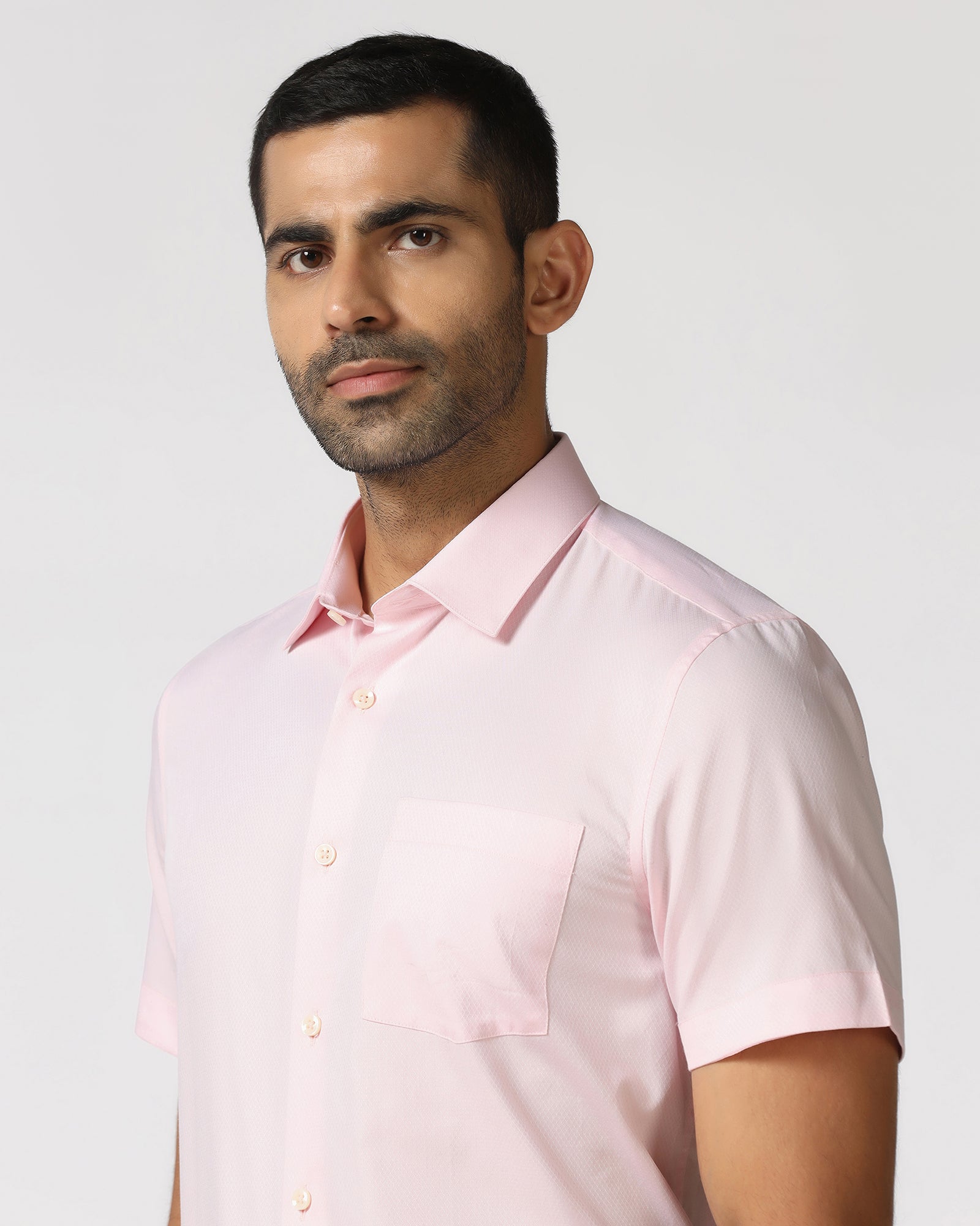 Pink Half Sleeve Textured Shirt - Ryan