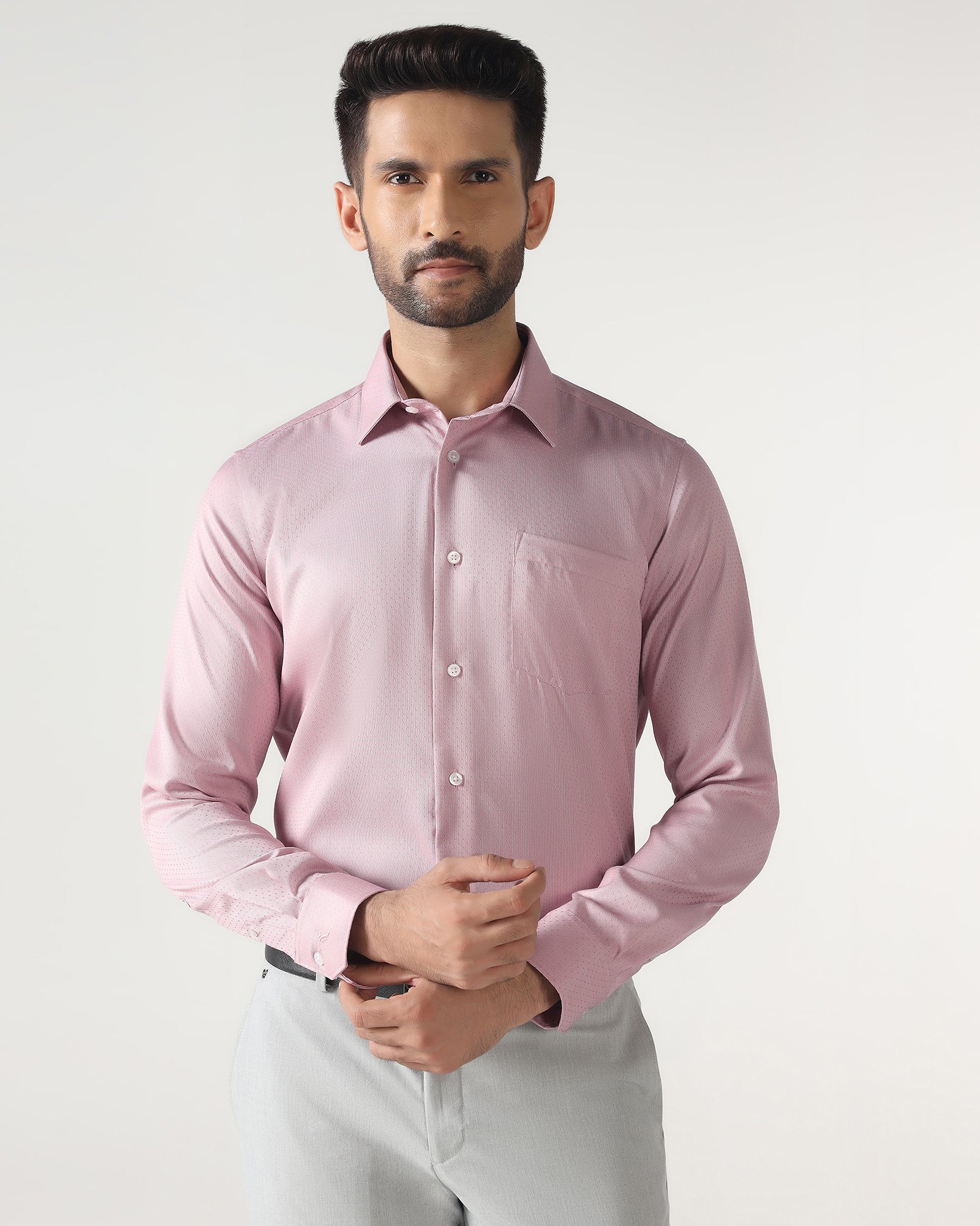 Pink Non Iron Textured Shirt - Relate