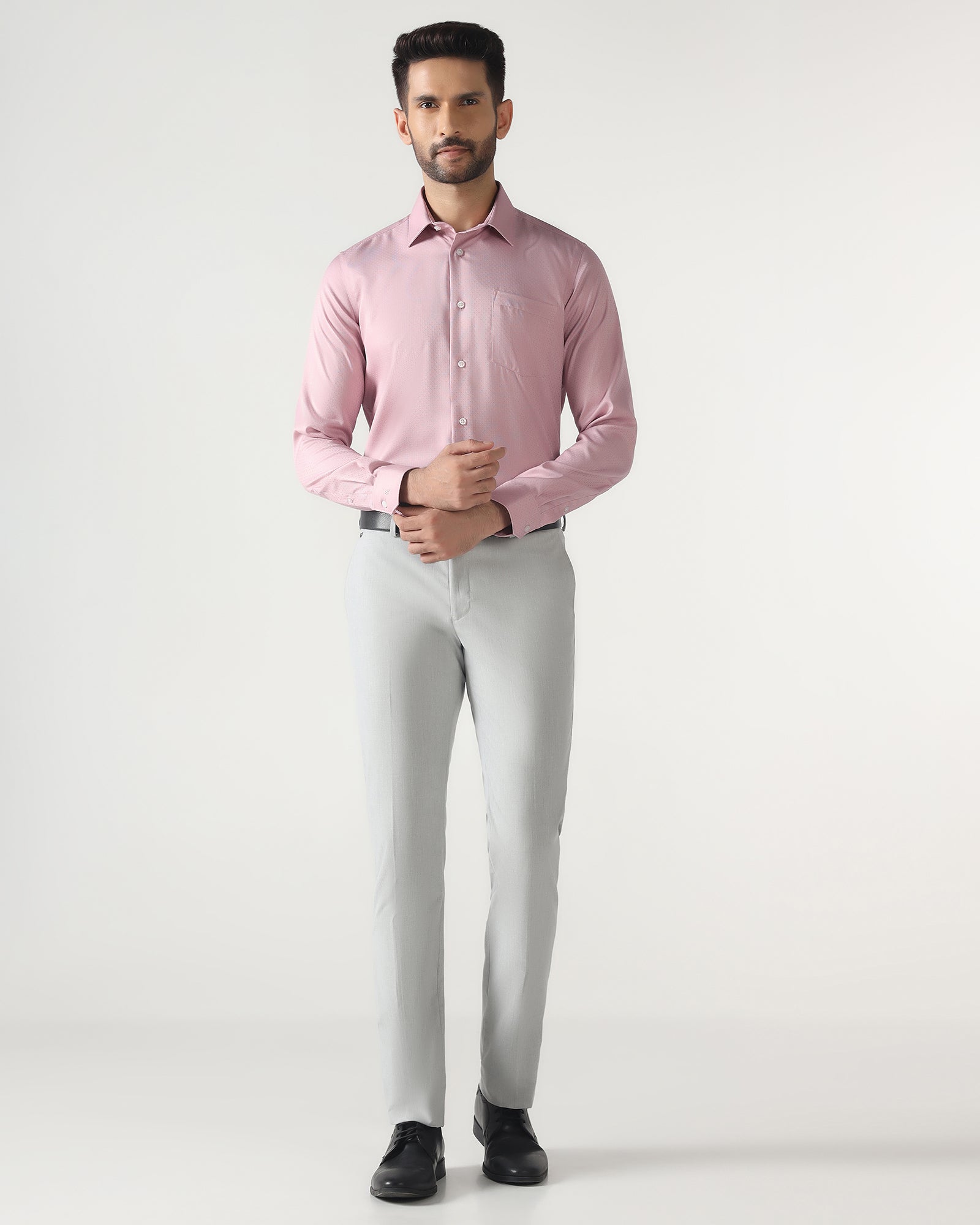 Pink Non Iron Textured Shirt - Relate