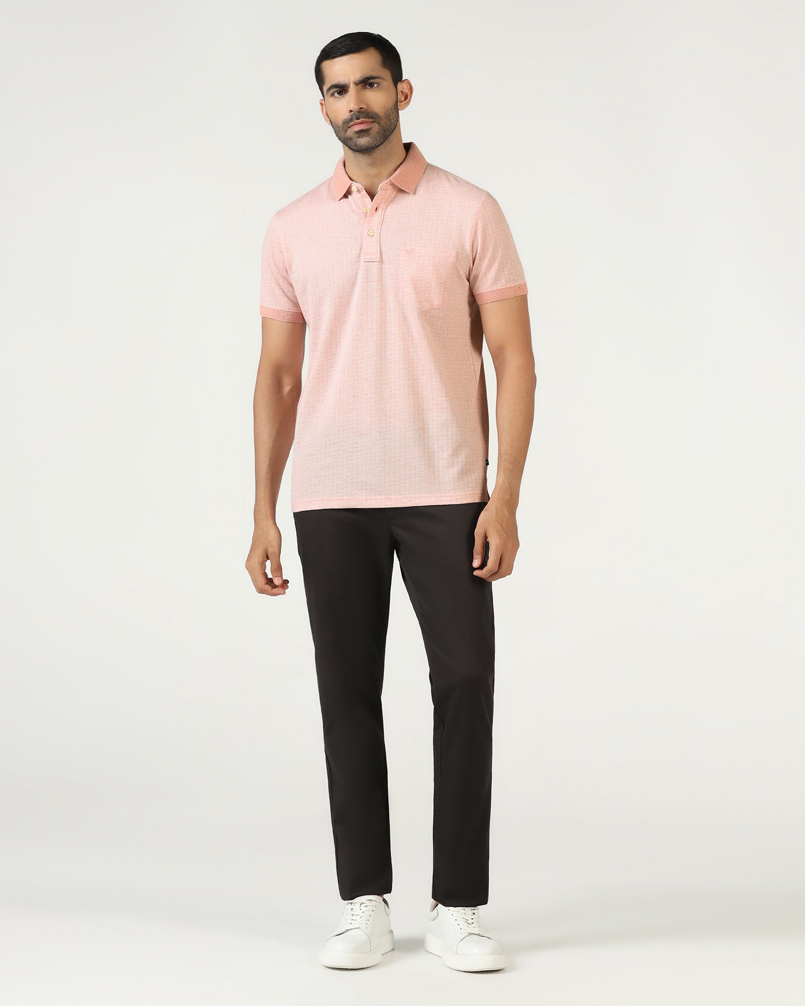 Pink Textured Polo - Shepred