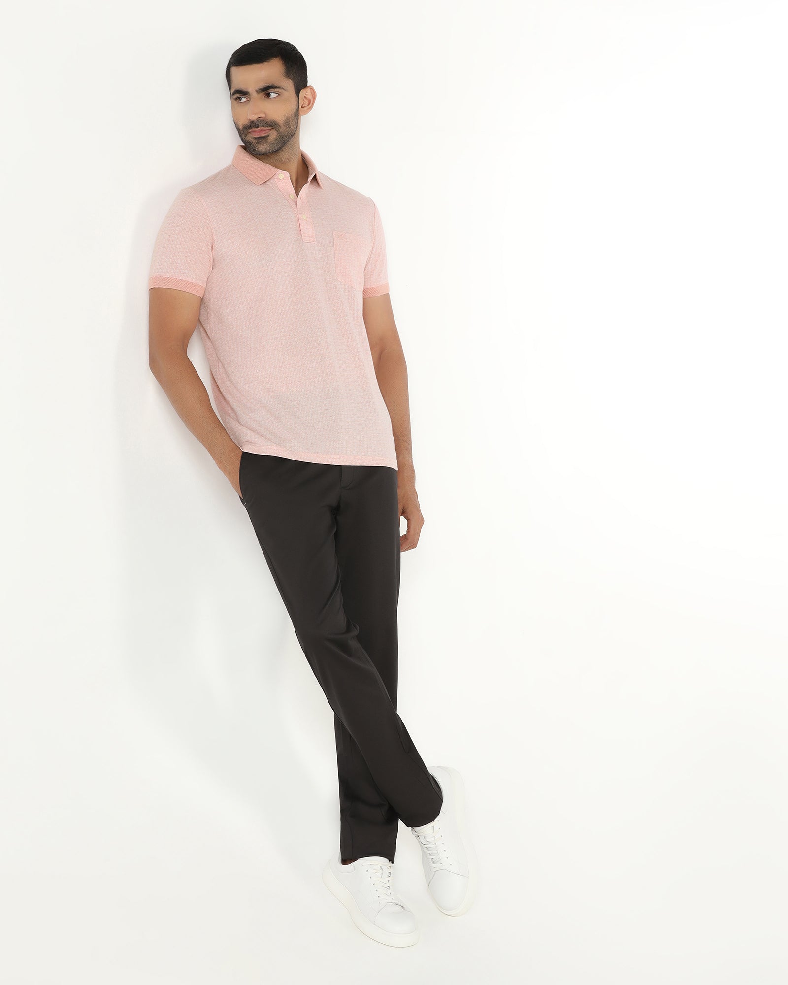Pink Textured Polo - Shepred