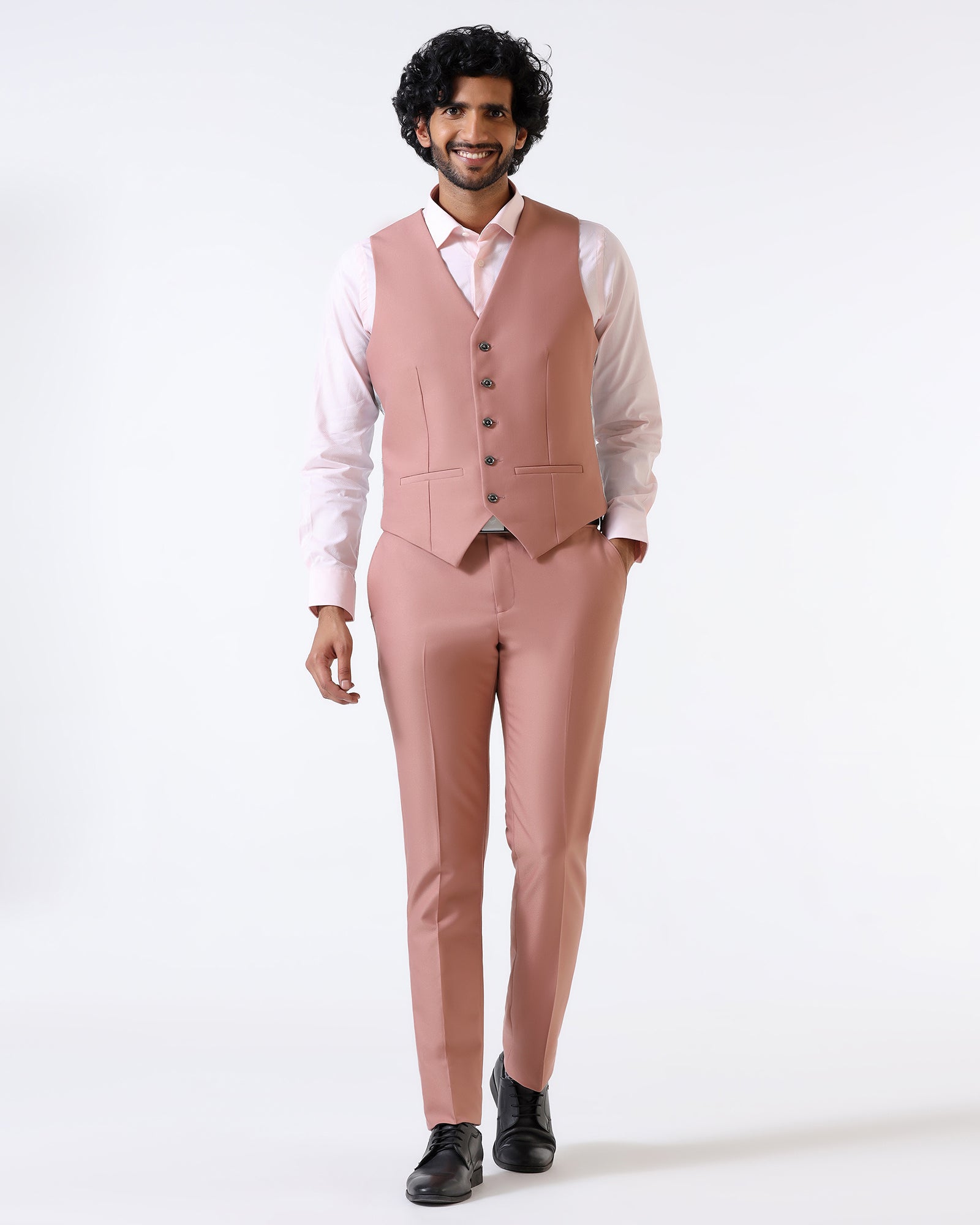 Pink Three Piece Solid Suit - Flint