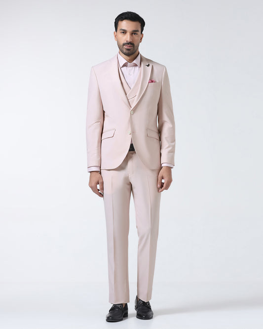 Pink Three Piece Textured Suit - Jiddle