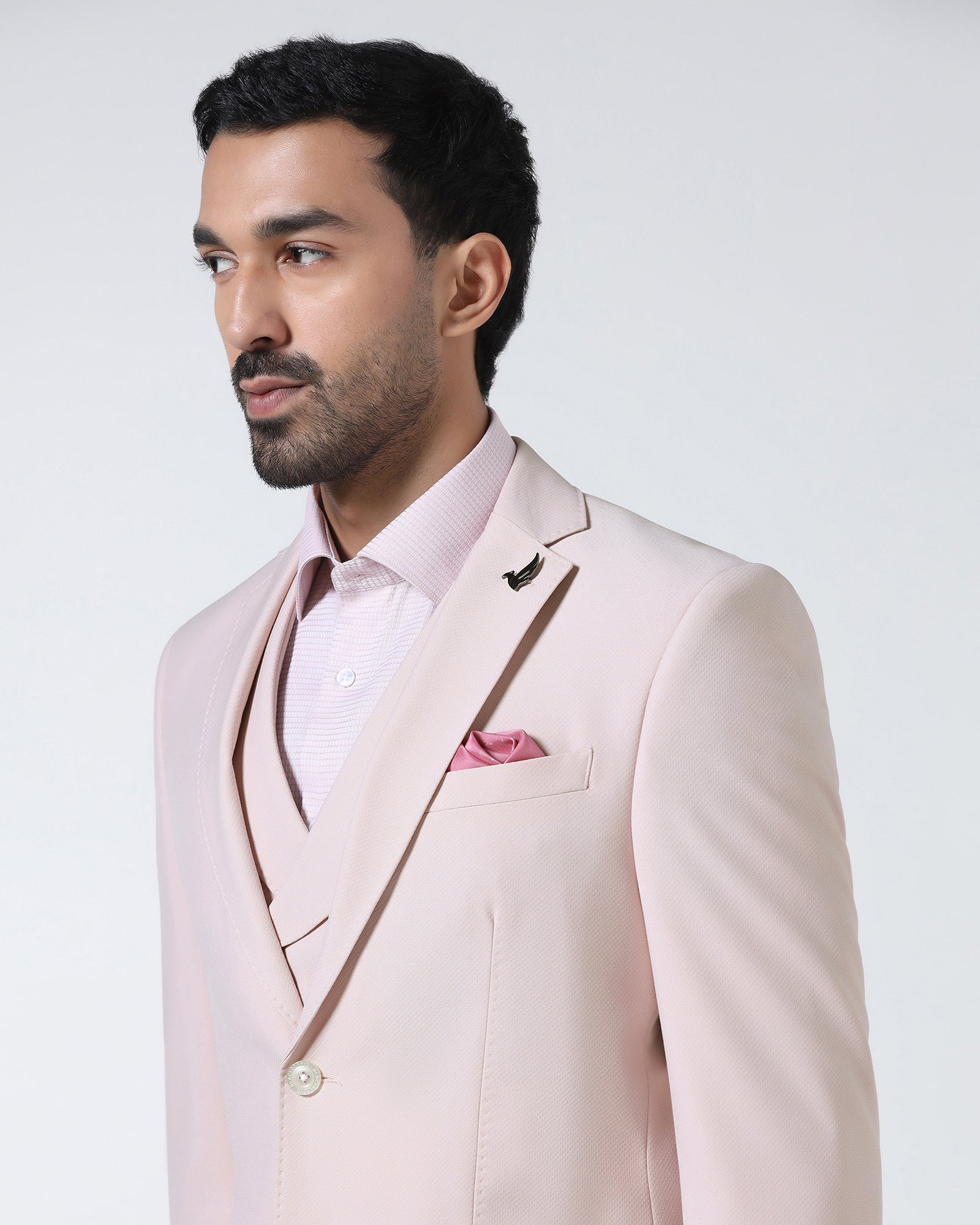 Pink Three Piece Textured Suit - Jiddle