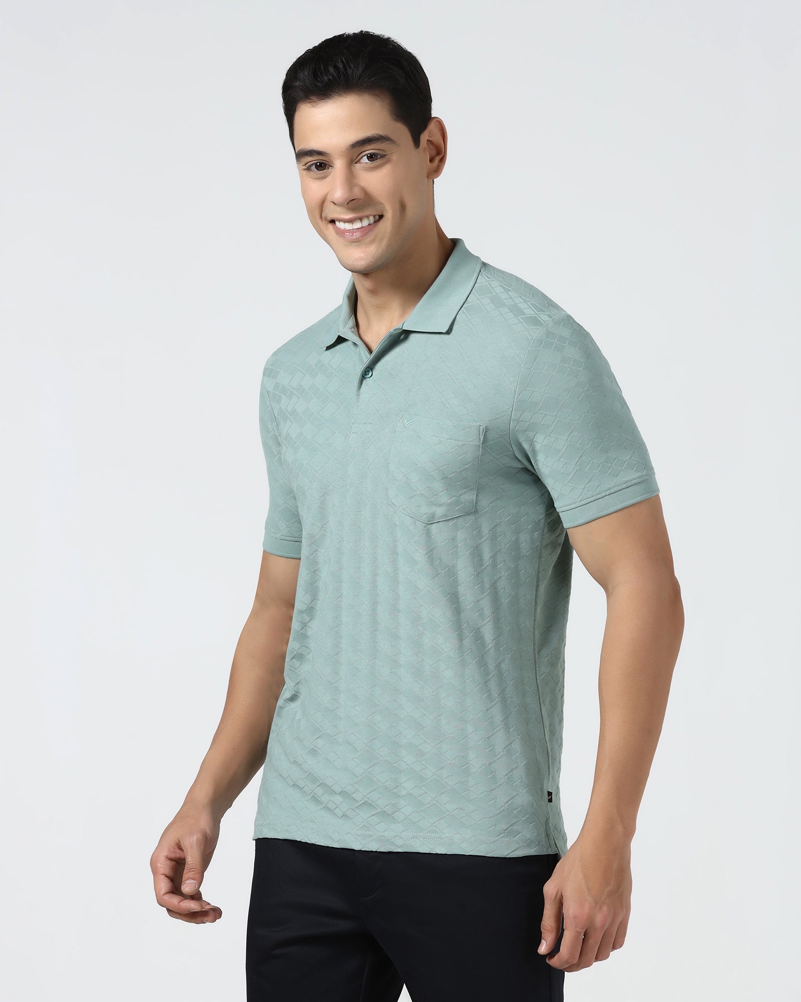 Pista Green Textured Polo - Kim Chum
