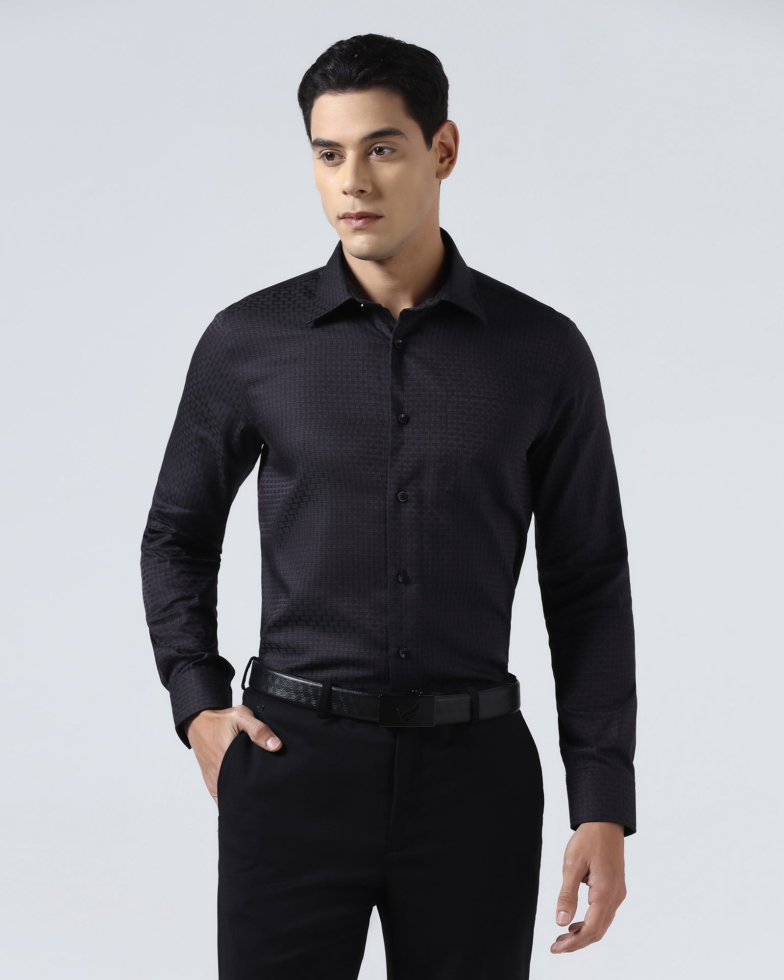 Plum Non Iron Textured Shirt - Elodie