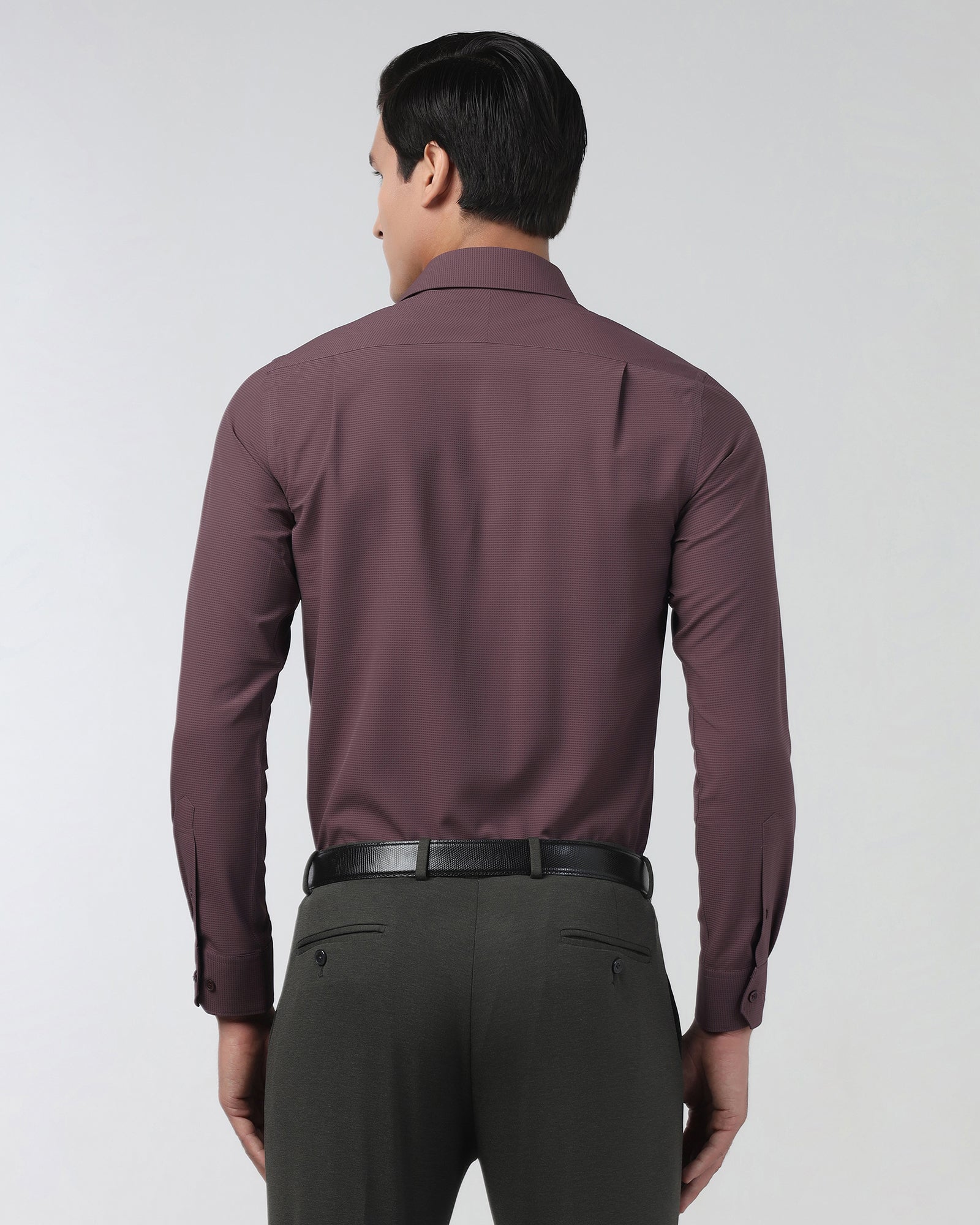 Plum Non Iron Textured Shirt - Relay E