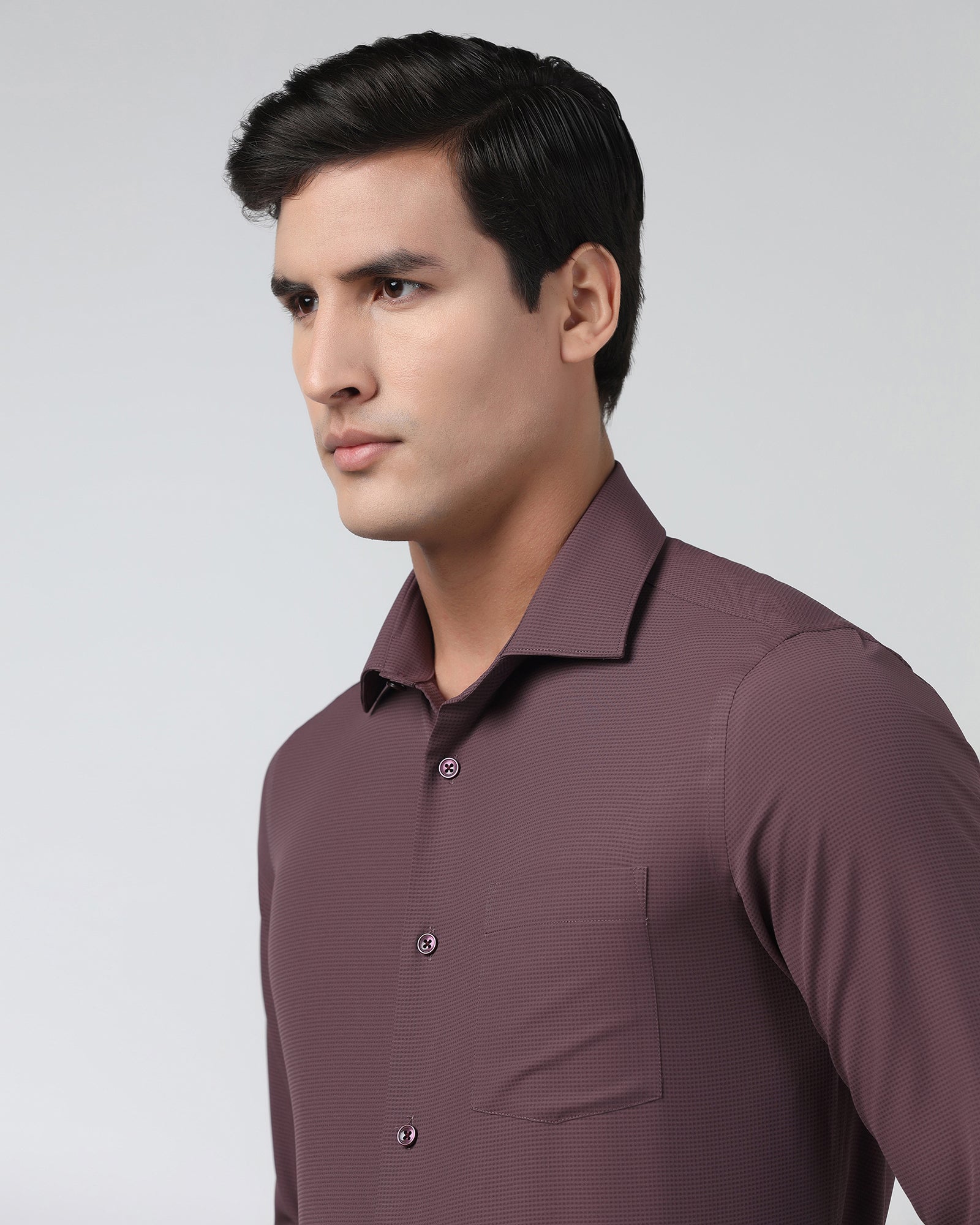 Plum Non Iron Textured Shirt - Relay E
