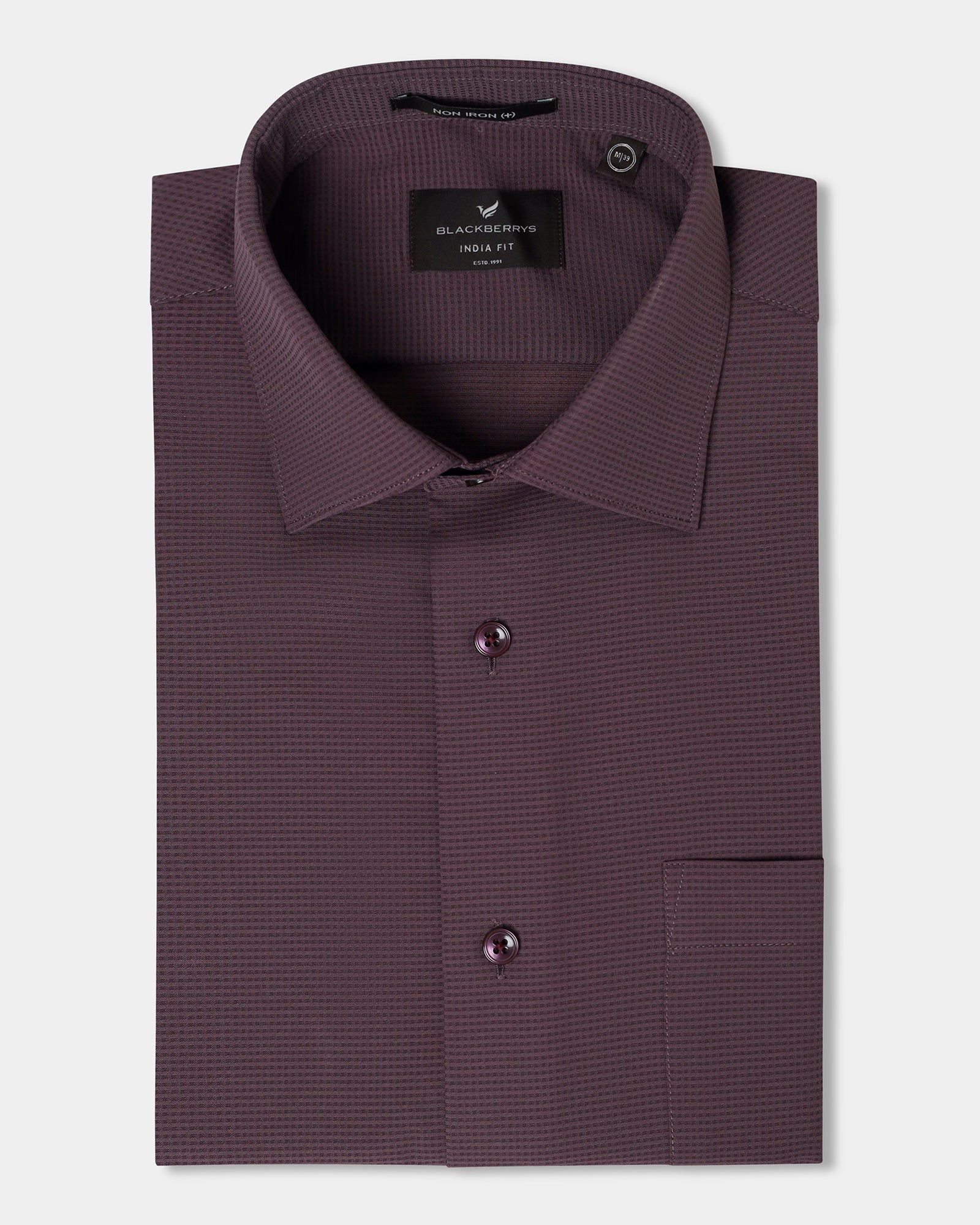 Plum Non Iron Textured Shirt - Relay E