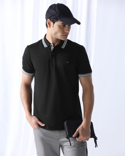 Polo Black Solid T-Shirt - Taurus