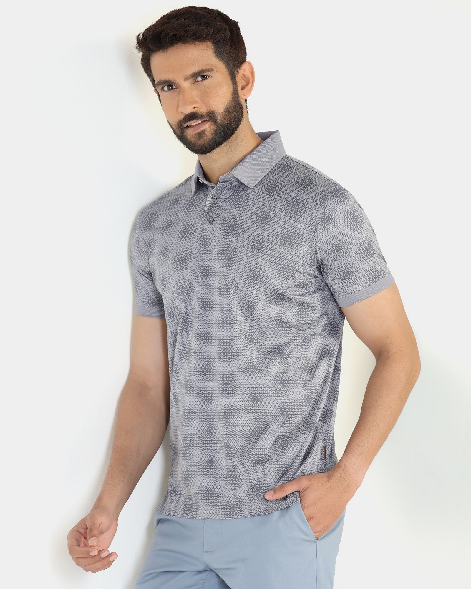 Polo Grey Printed T-Shirt - Hex