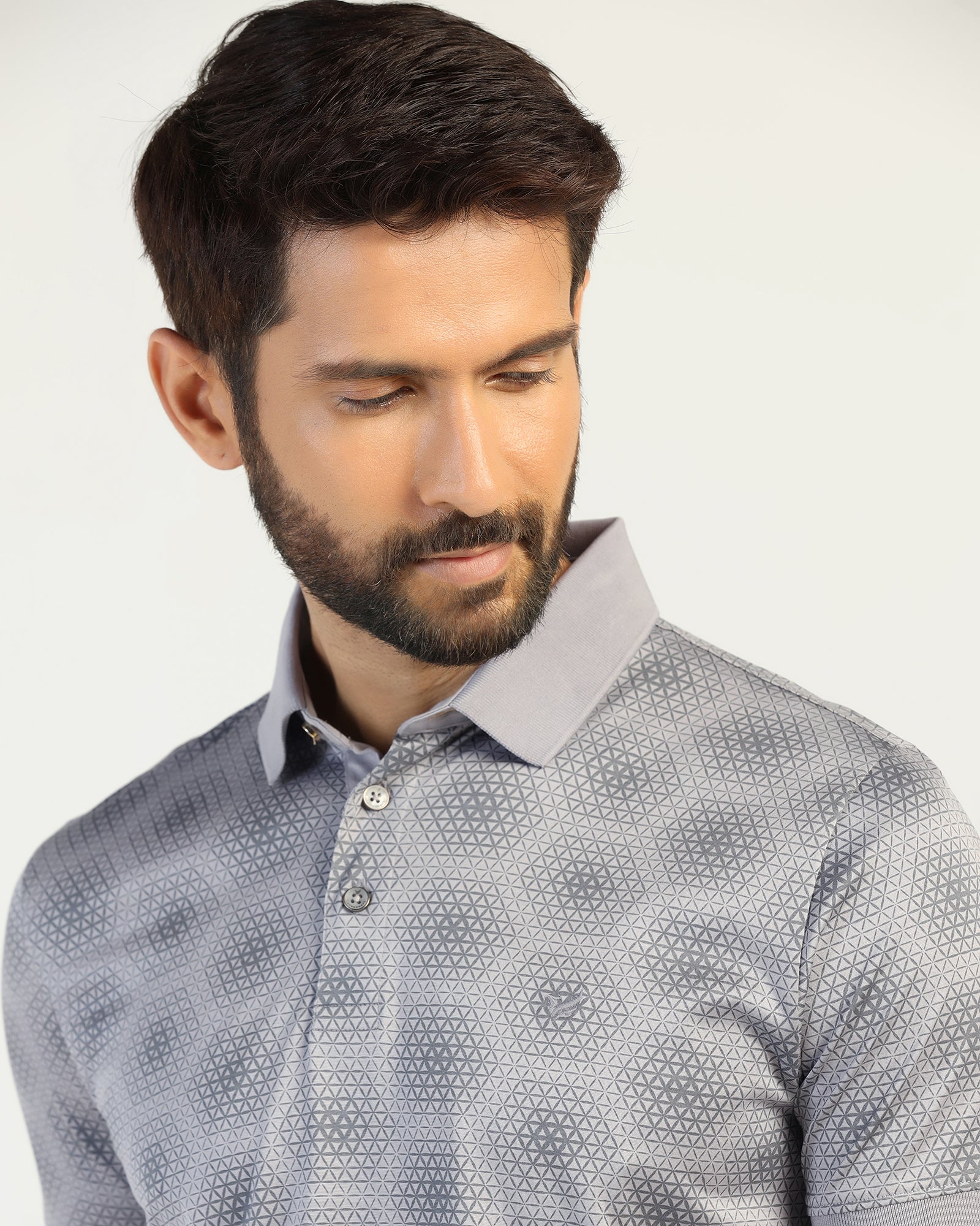 Polo Grey Printed T-Shirt - Hex