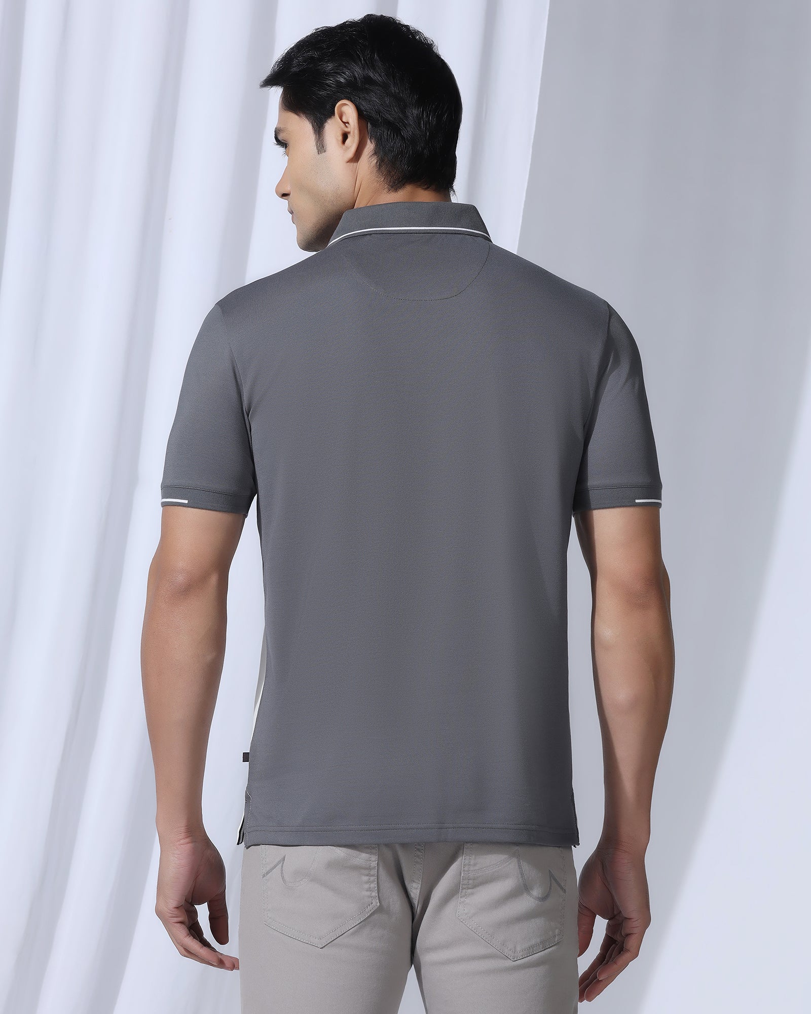 Polo Grey Solid T-Shirt - Mike