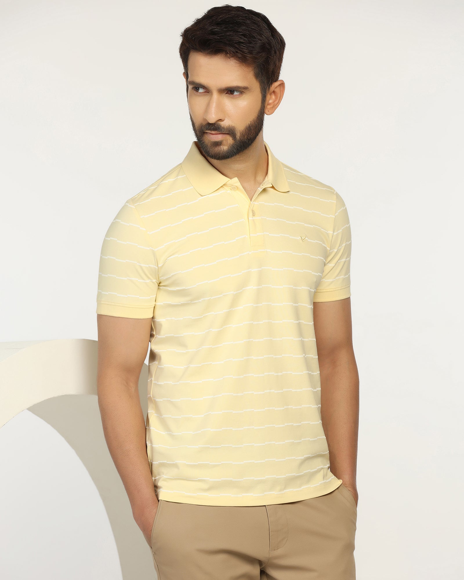 Polo Light Yellow Stripe T-Shirt - Sail