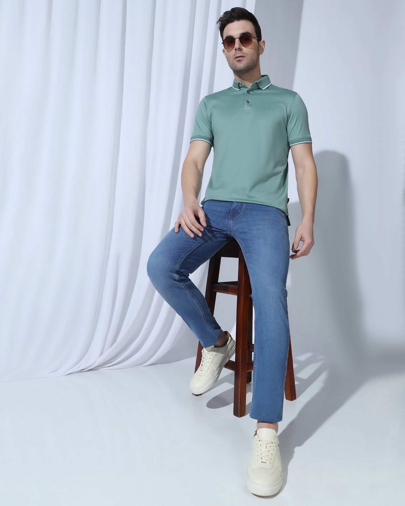 Polo Neutral Green Solid T-Shirt - Orion