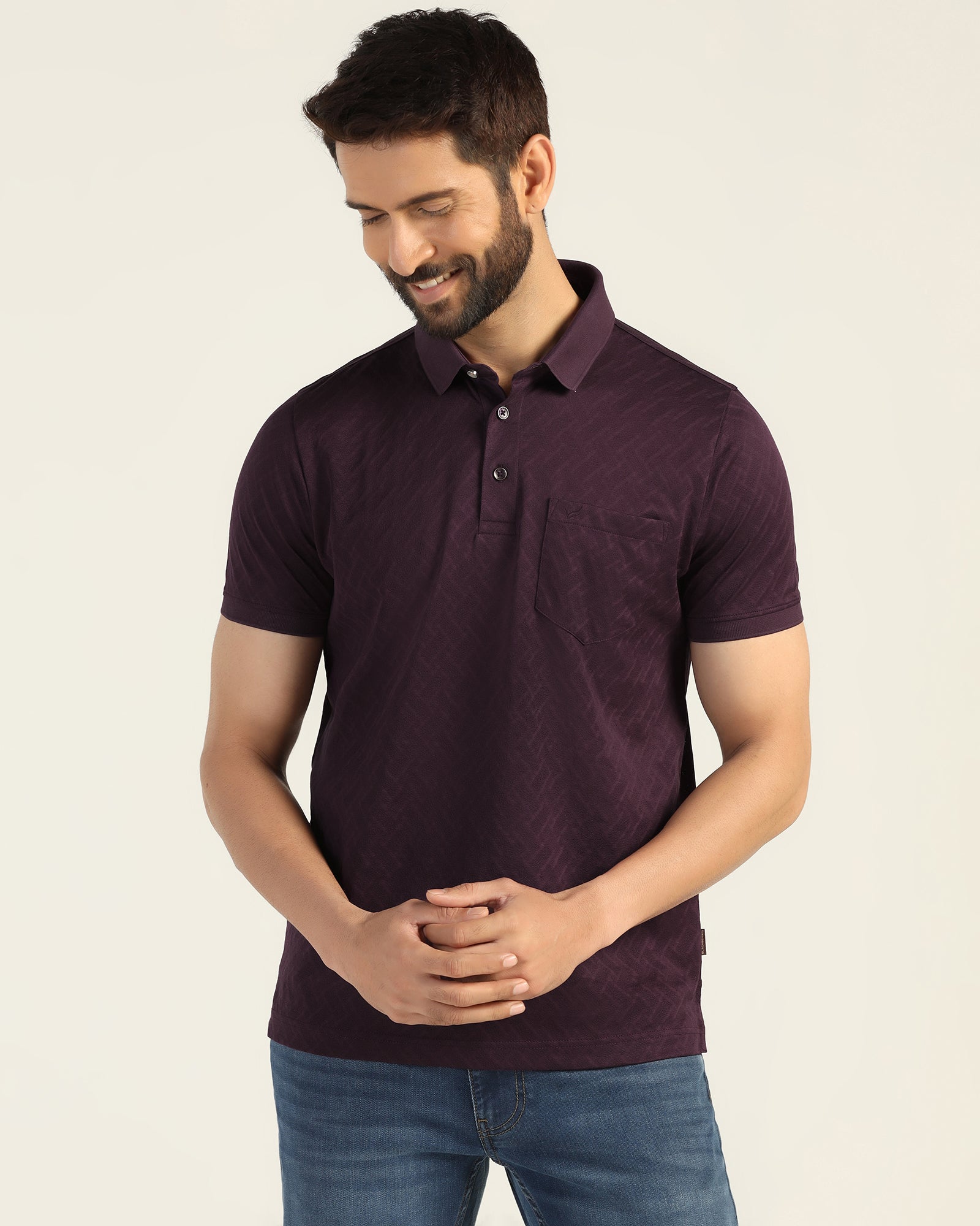Polo Purple Textured T-Shirt - Blade