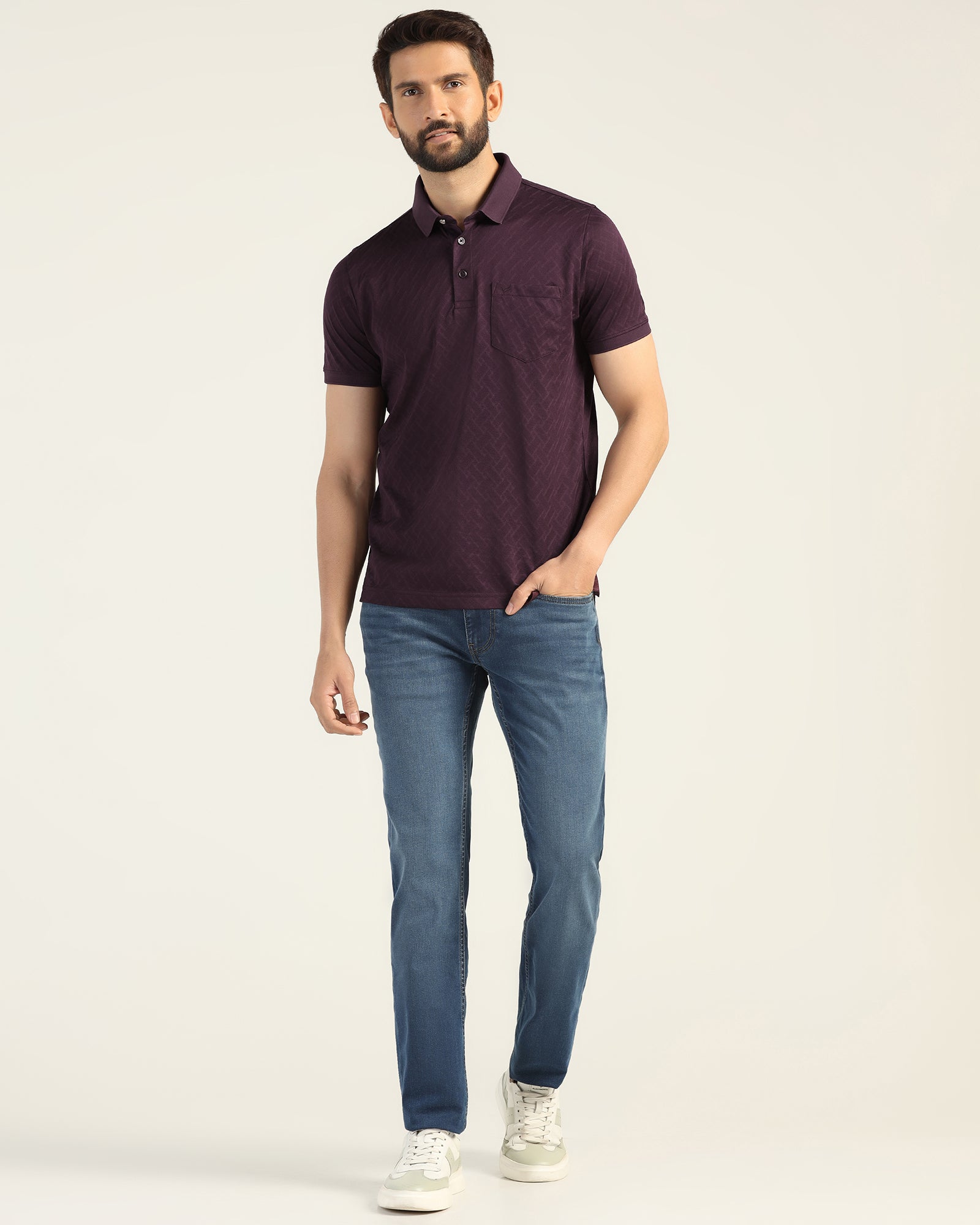 Polo Purple Textured T-Shirt - Blade