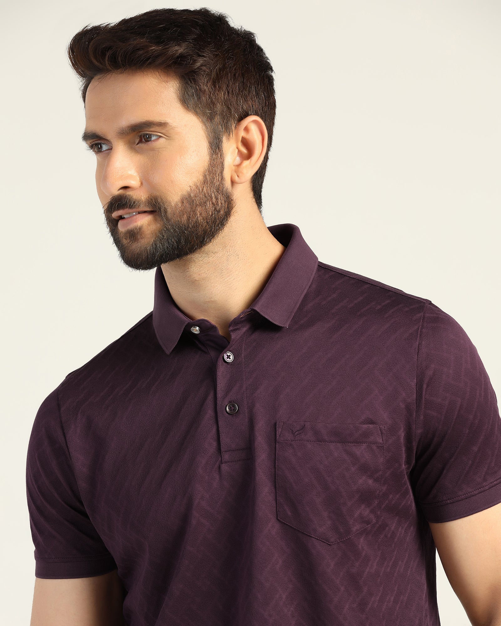 Polo Purple Textured T-Shirt - Blade