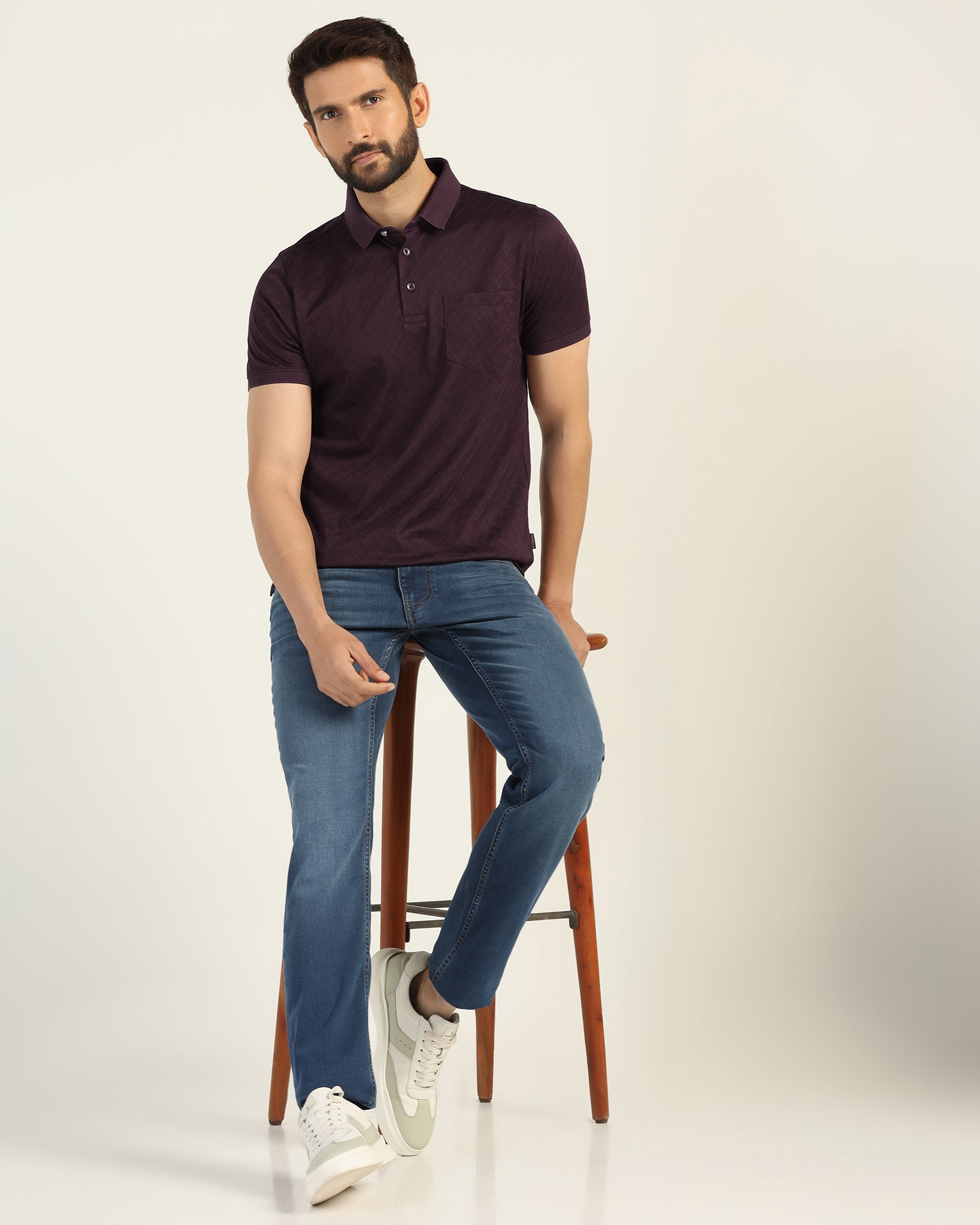 Polo Purple Textured T-Shirt - Blade