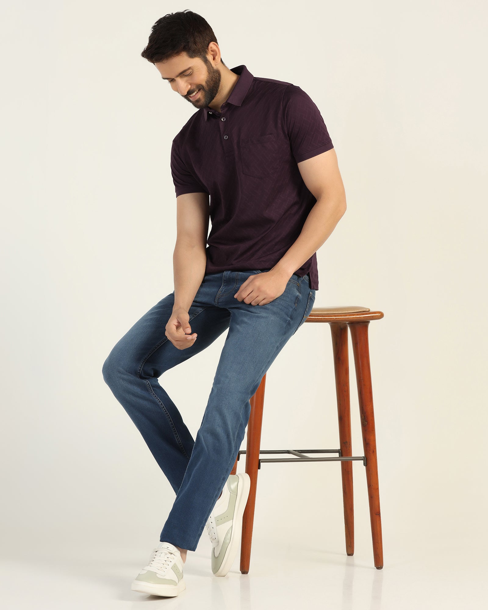 Polo Purple Textured T-Shirt - Blade