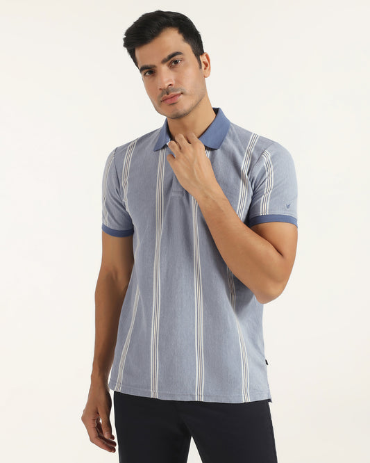 Polo Aster Blue Stripe T-Shirt - Cape