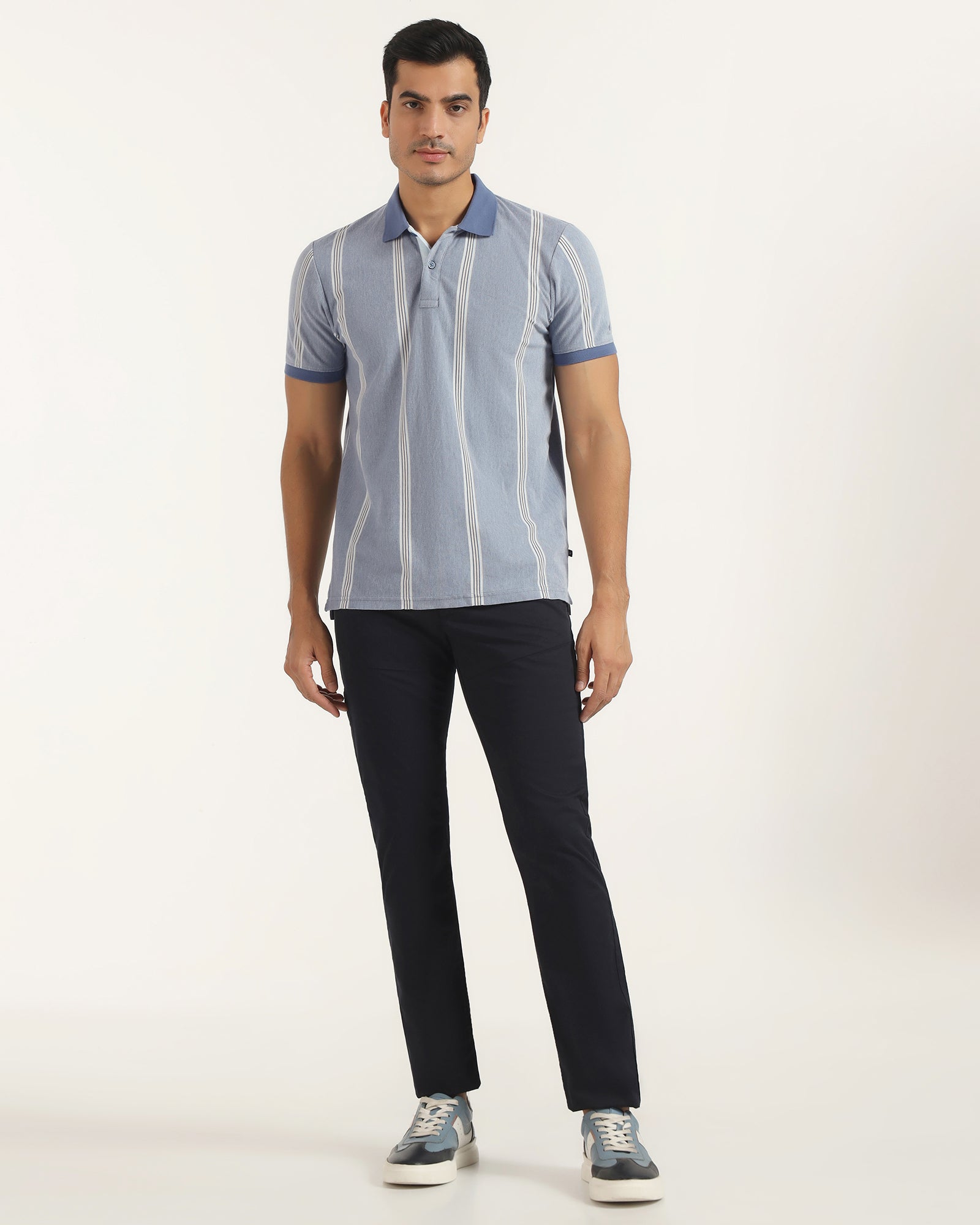 Polo Aster Blue Stripe T-Shirt - Cape