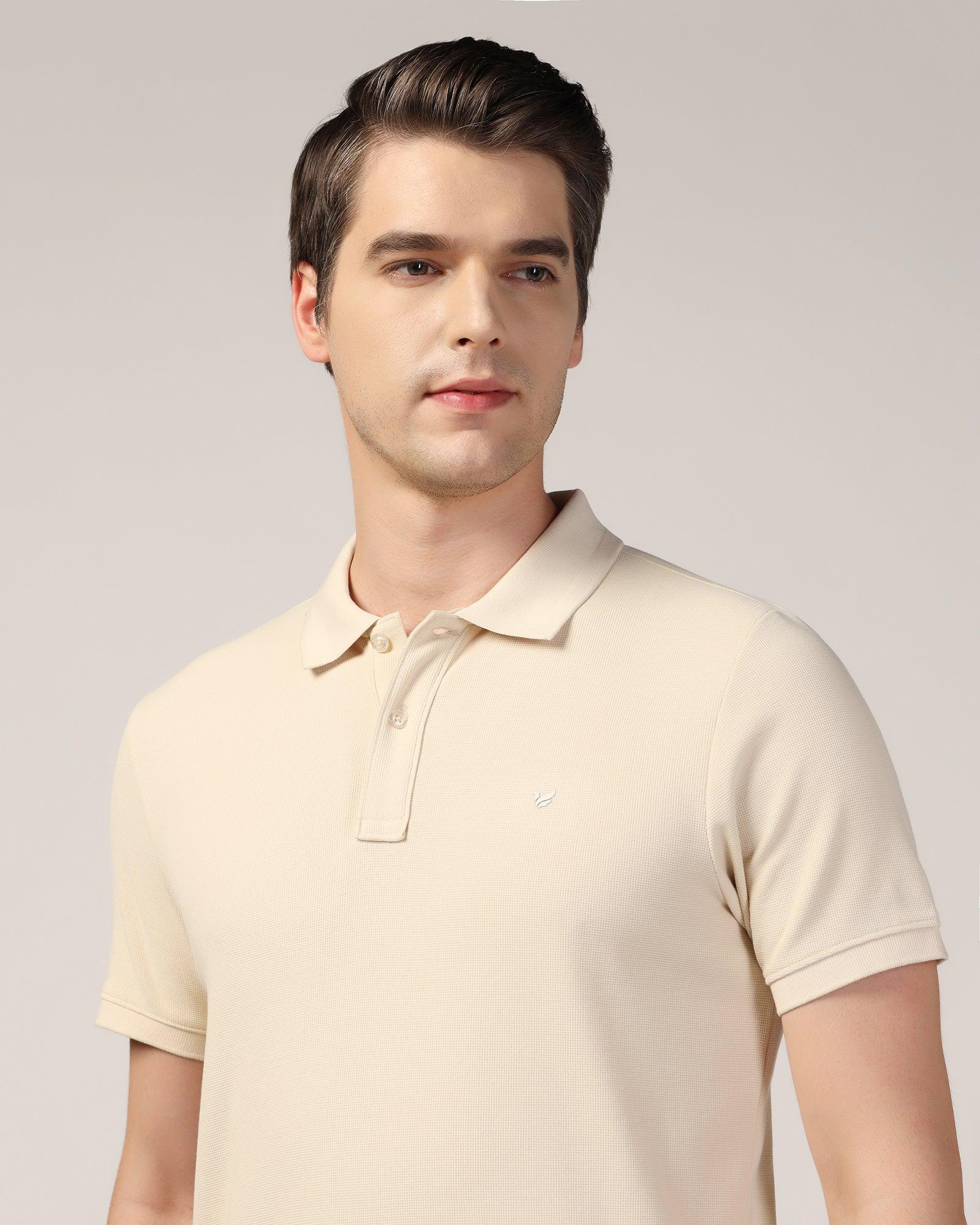 Polo Beige Solid T-Shirt - Jacob - Blackberrys