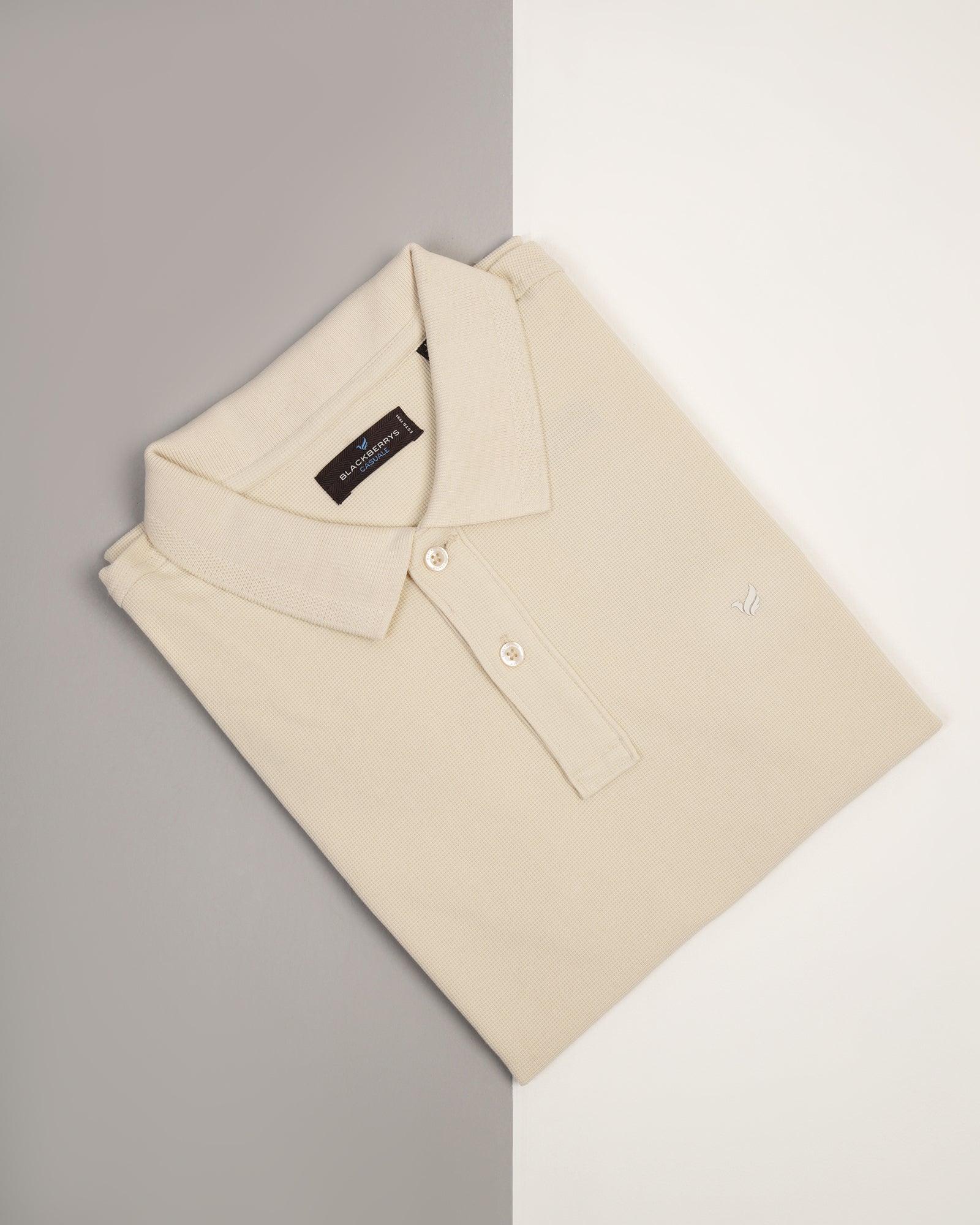 Polo Beige Solid T-Shirt - Jacob - Blackberrys