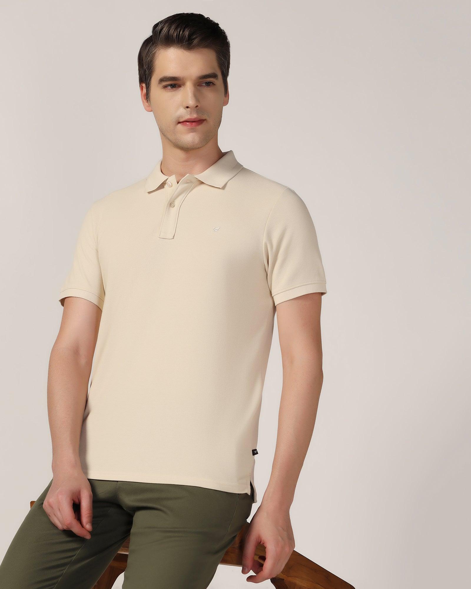Polo Beige Solid T-Shirt - Jacob - Blackberrys