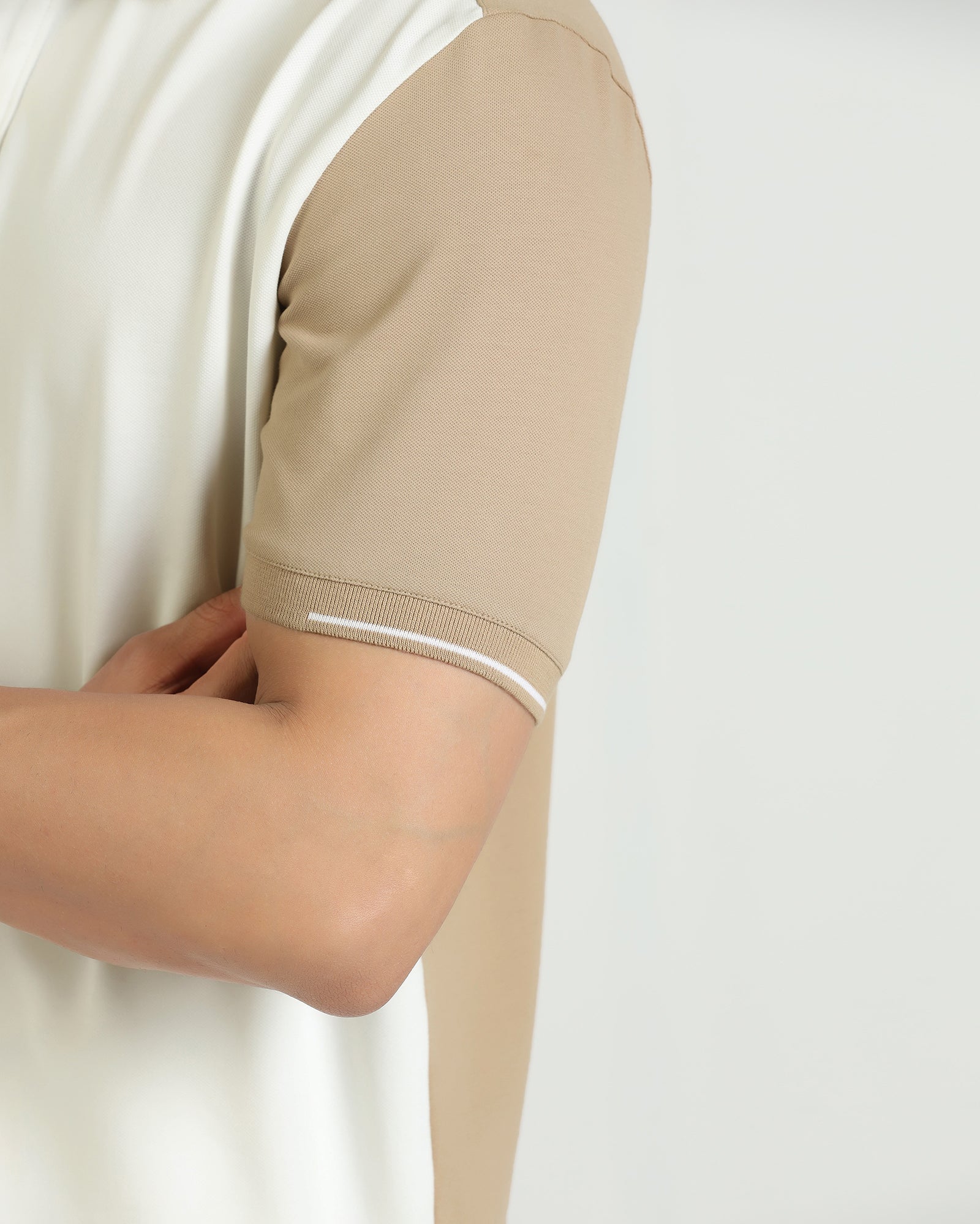 Polo Beige Solid T-Shirt - Mike