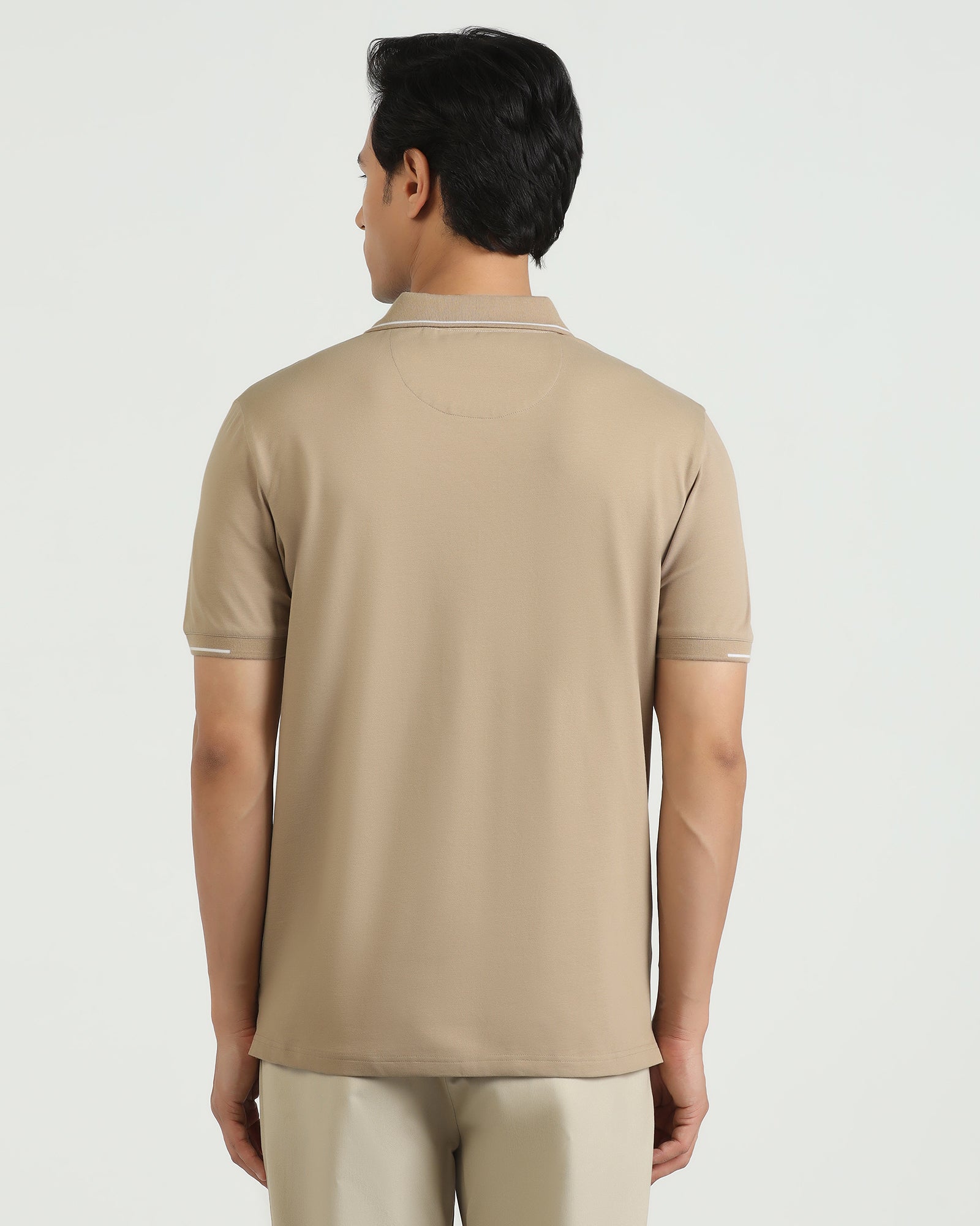 Polo Beige Solid T-Shirt - Mike