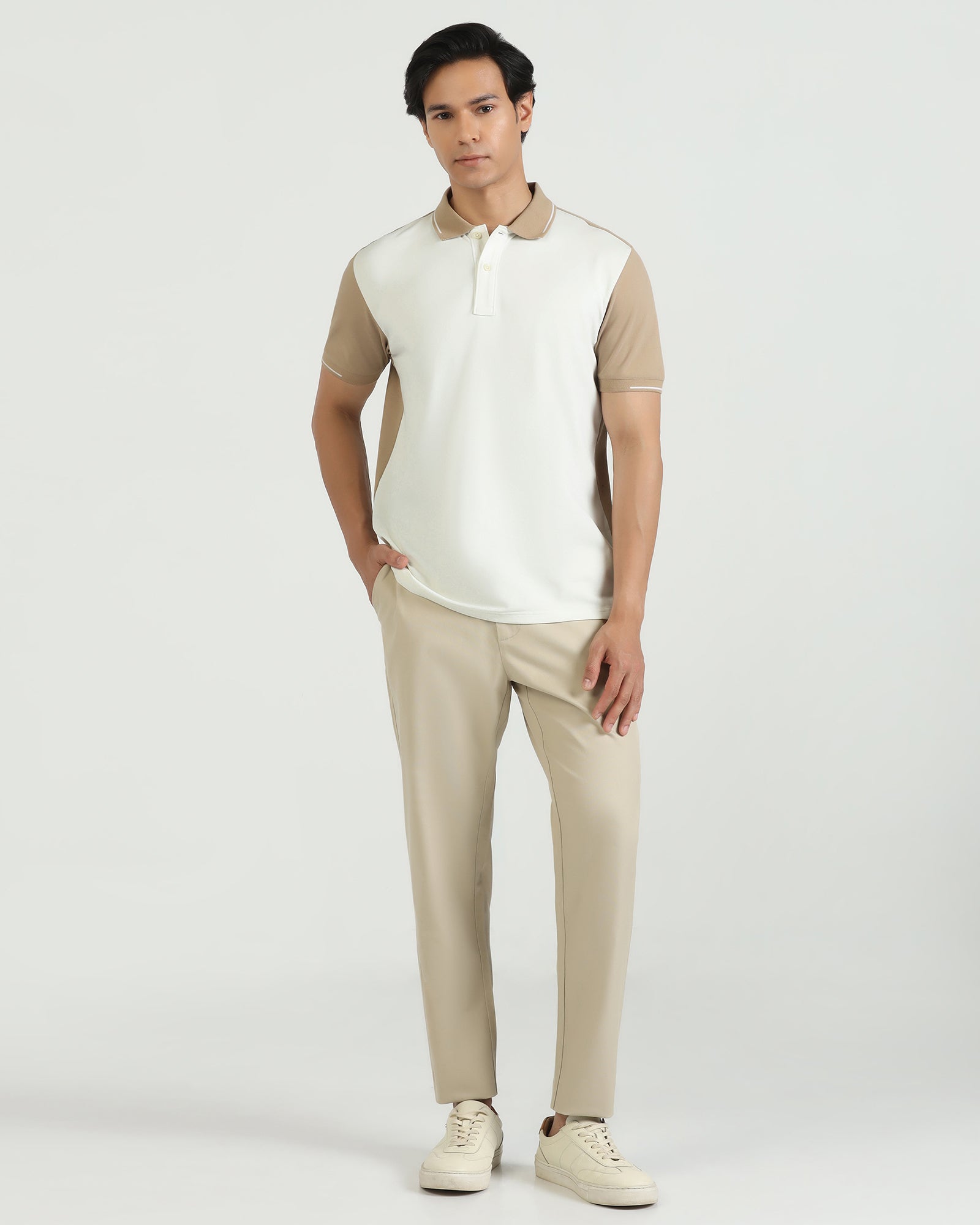 Polo Beige Solid T-Shirt - Mike