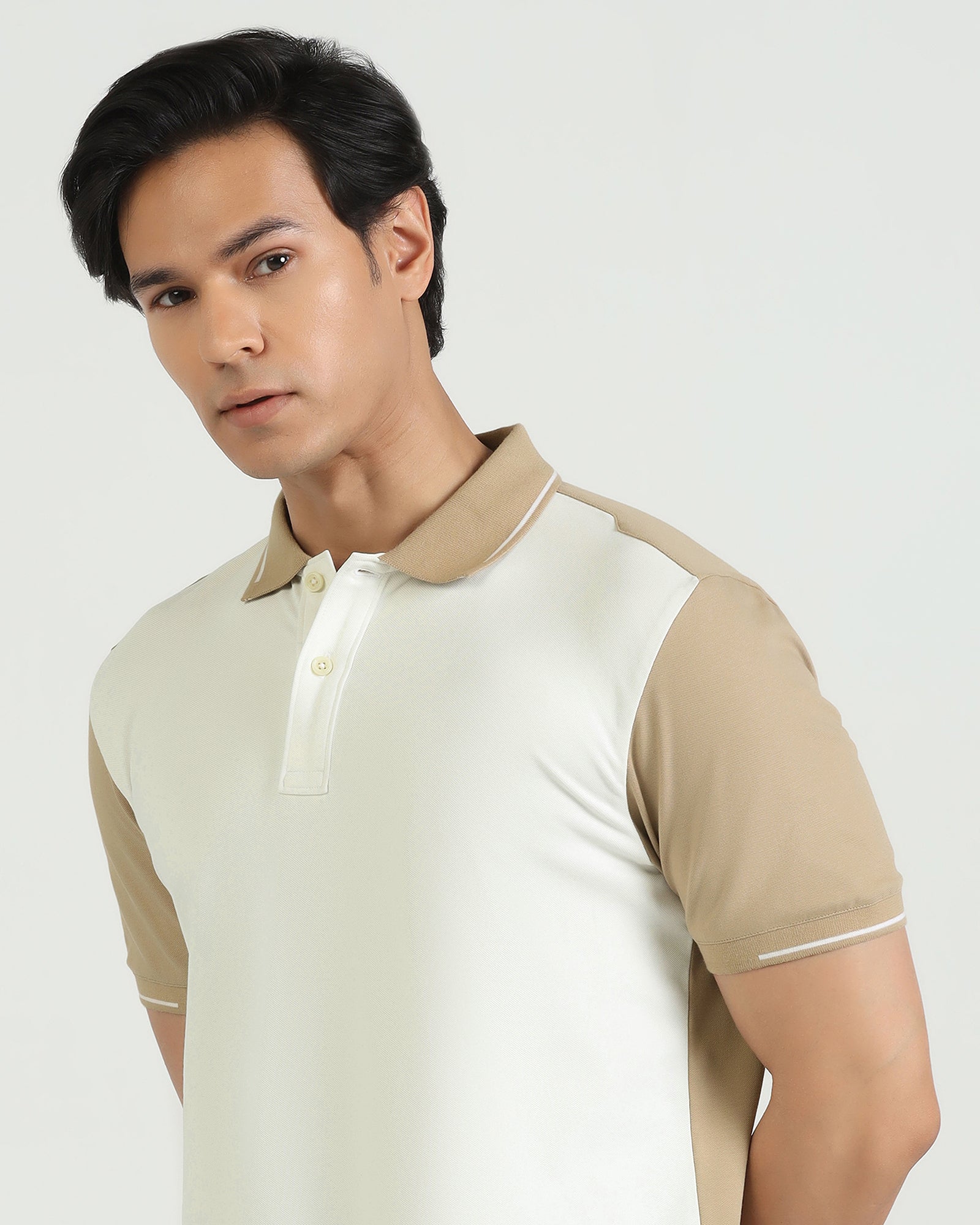 Polo Beige Solid T-Shirt - Mike