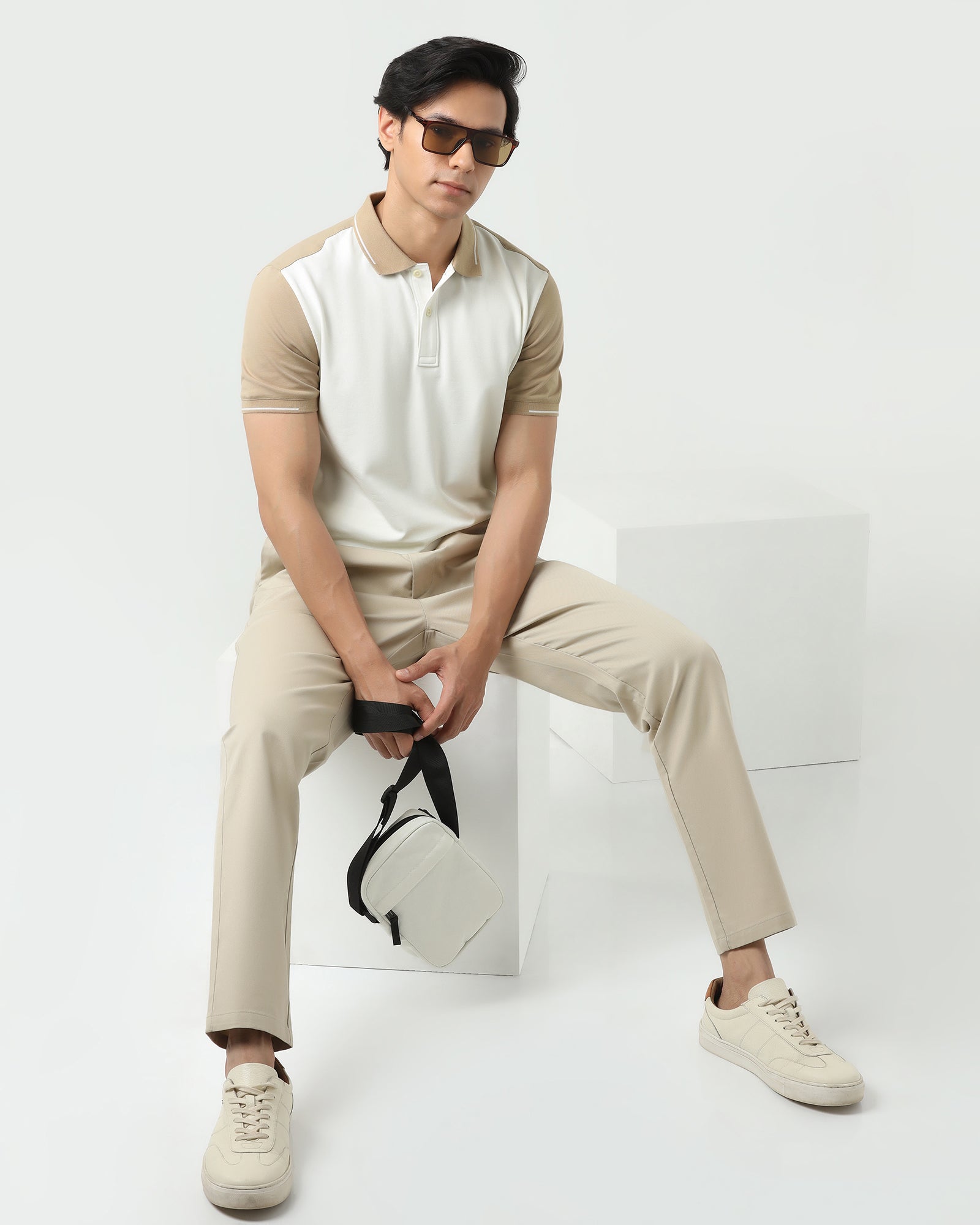 Polo Beige Solid T-Shirt - Mike