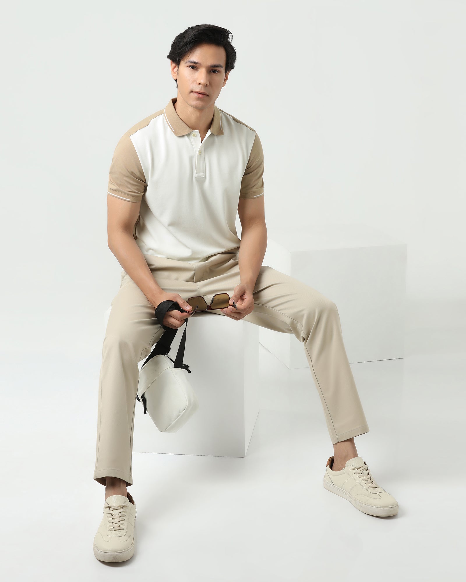 Polo Beige Solid T-Shirt - Mike
