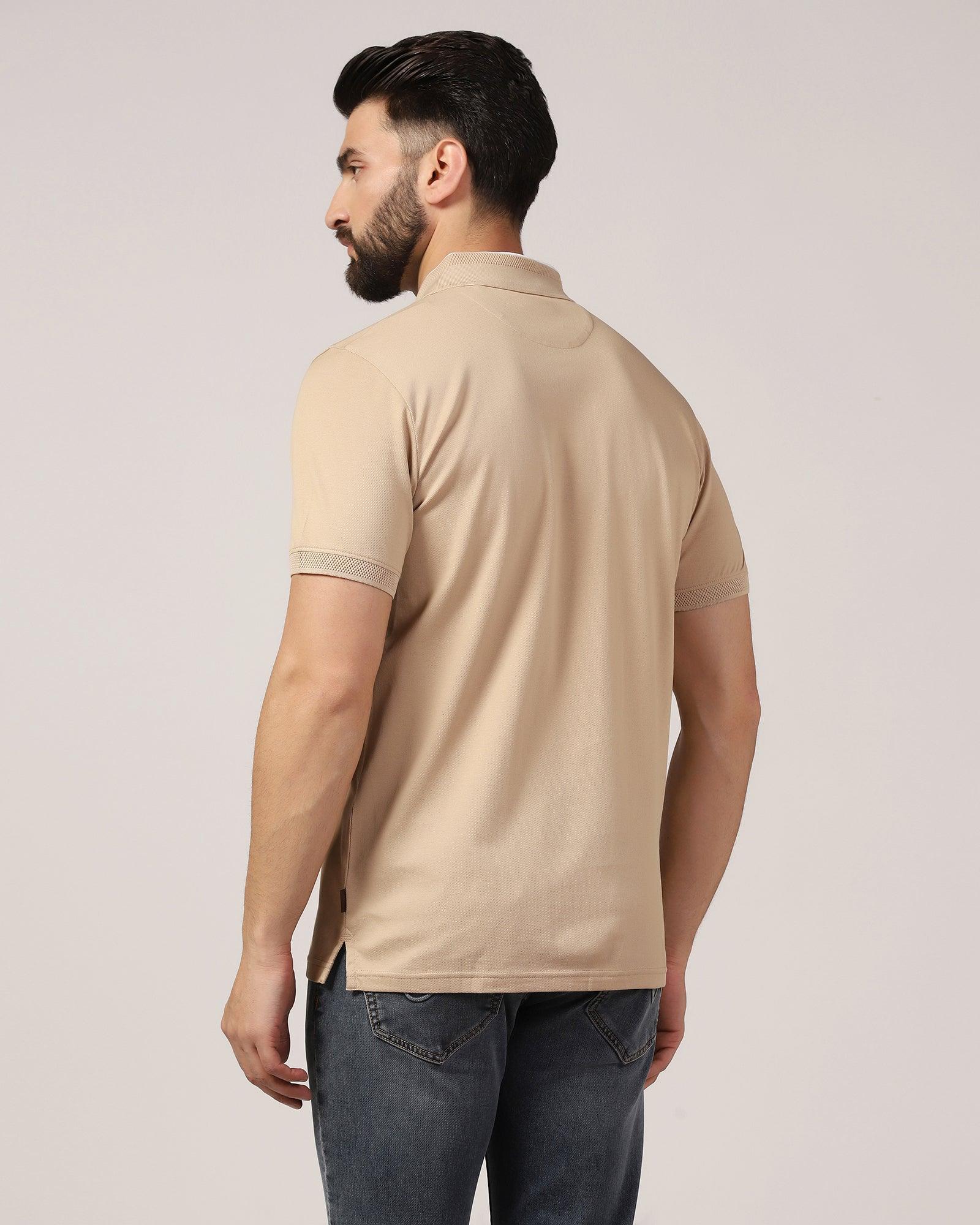 Polo Beige Solid T-Shirt - Gill - Blackberrys