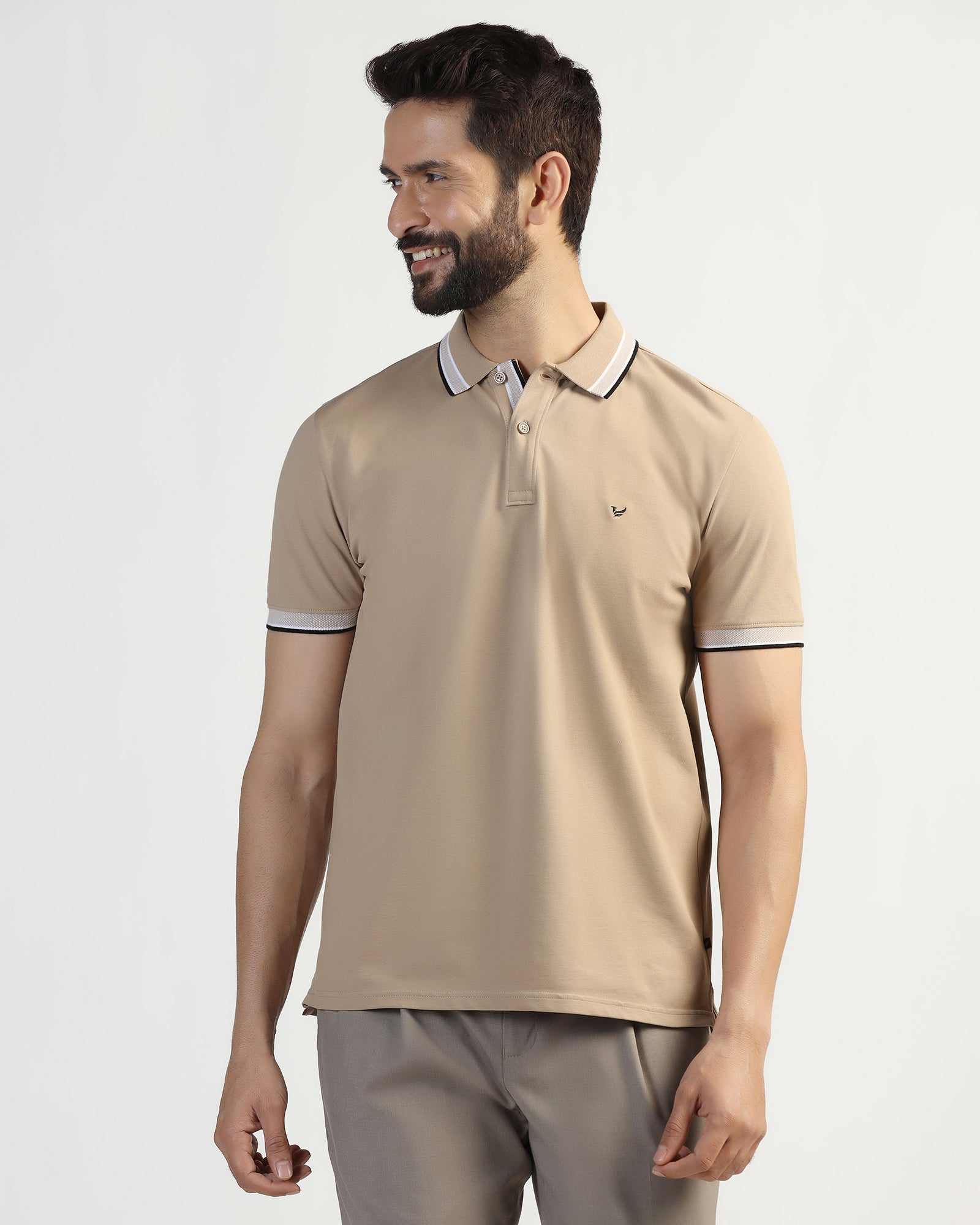 Polo Beige Solid T-Shirt - Taurus