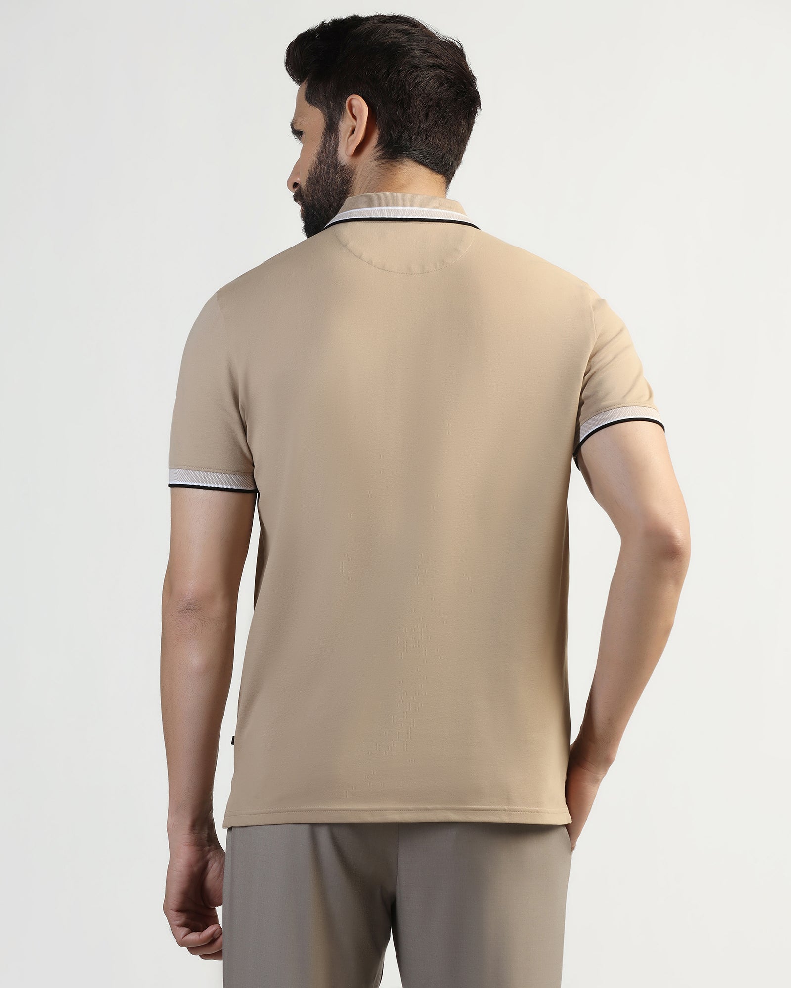 Polo Beige Solid T-Shirt - Taurus