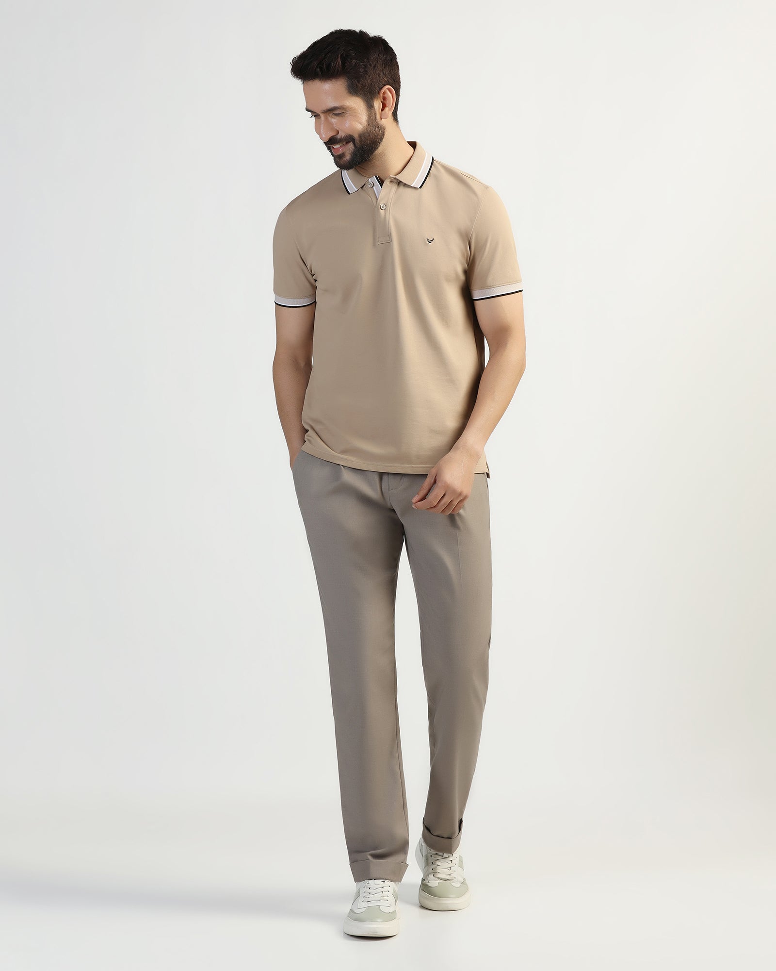 Polo Beige Solid T-Shirt - Taurus