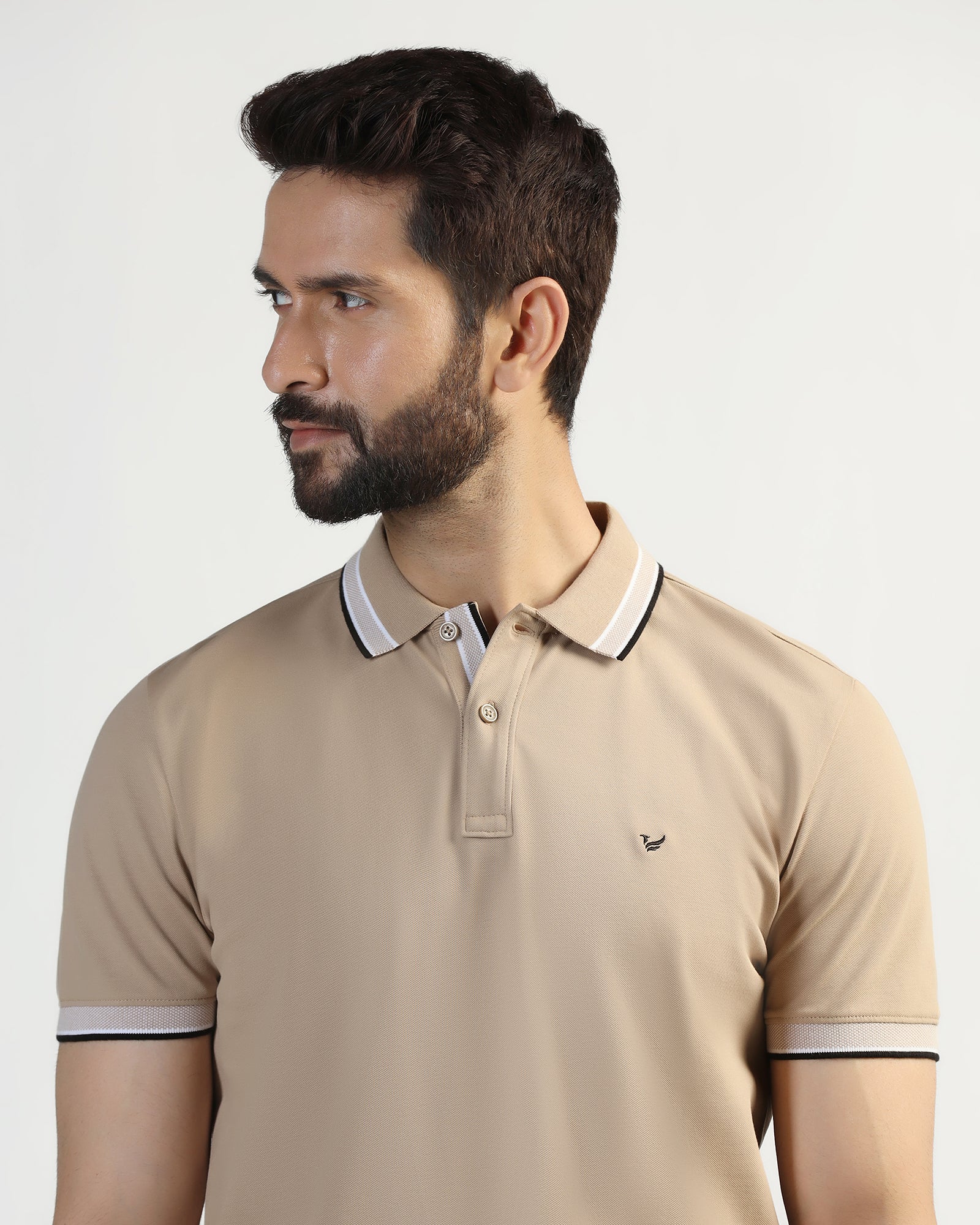 Polo Beige Solid T-Shirt - Taurus