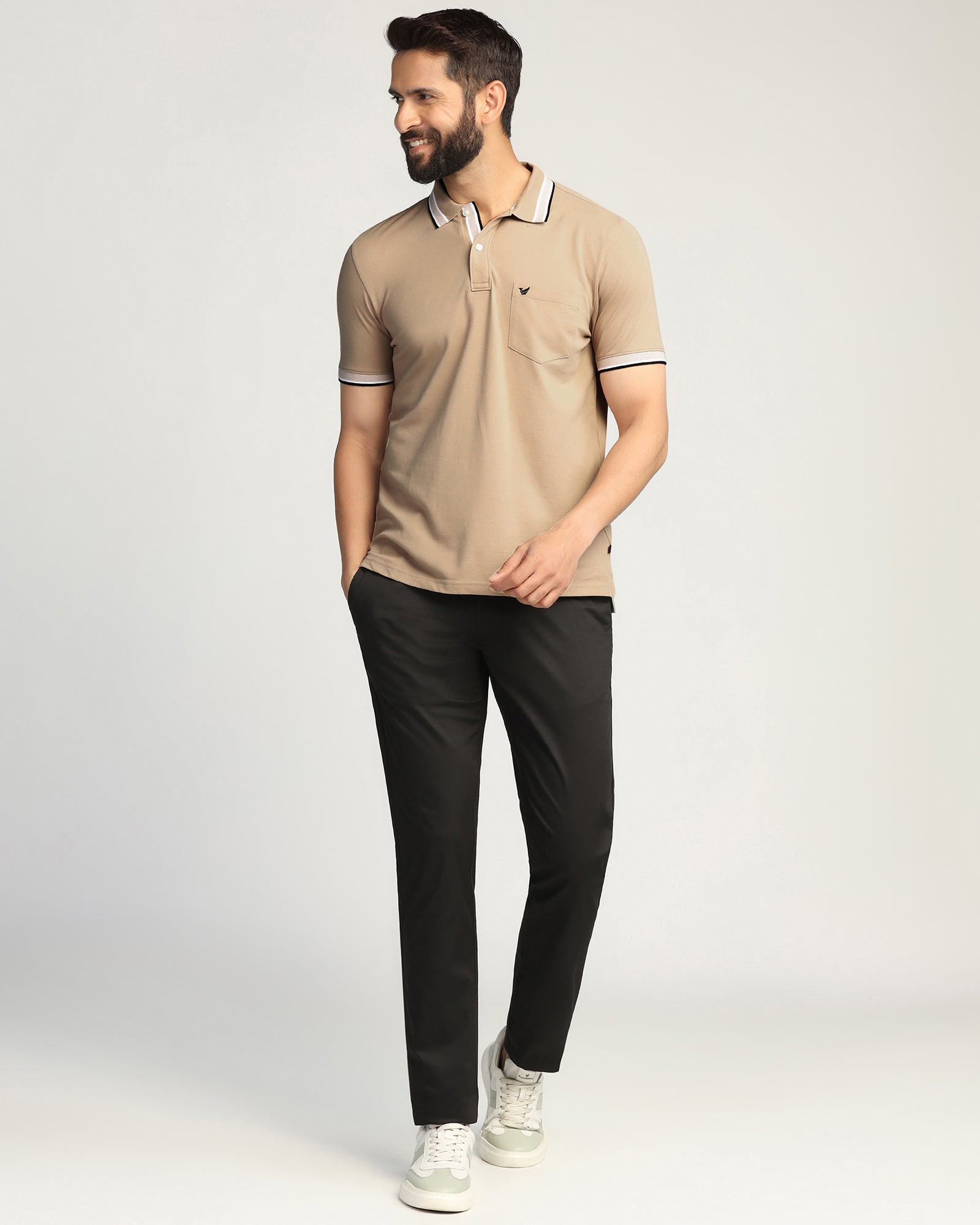 Polo Beige Solid T-Shirt - Taurus