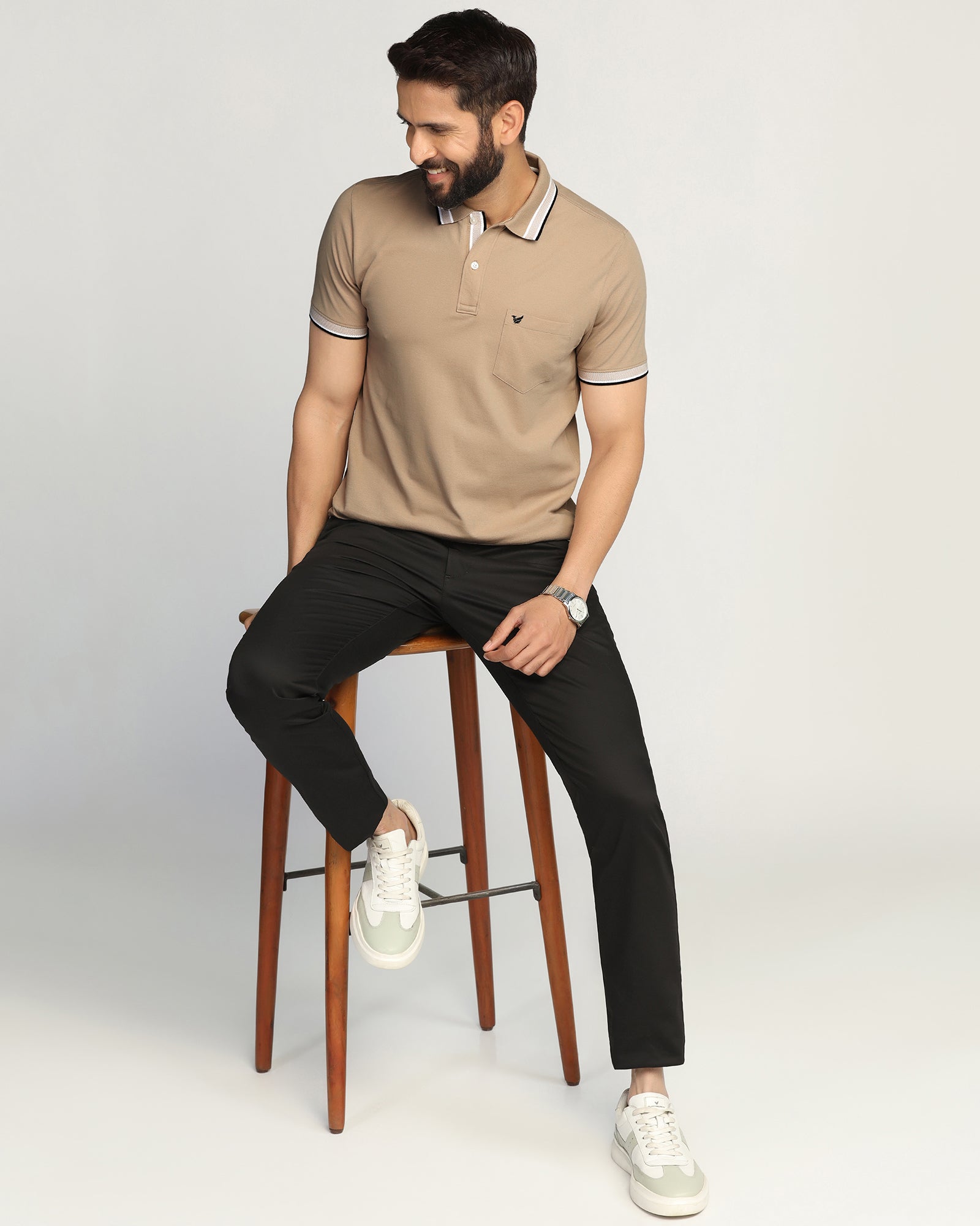 Polo Beige Solid T-Shirt - Taurus