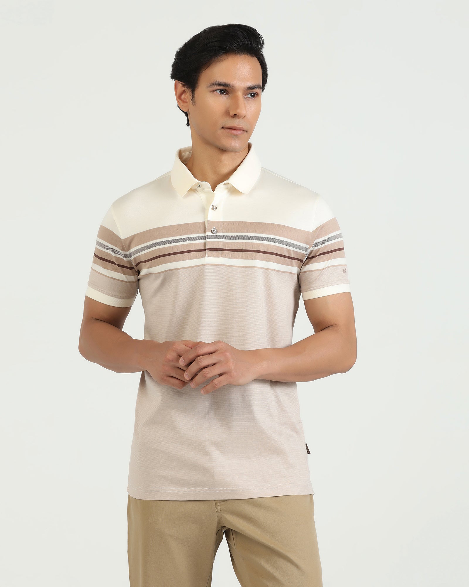 Polo Beige Stripe T-Shirt - Bella