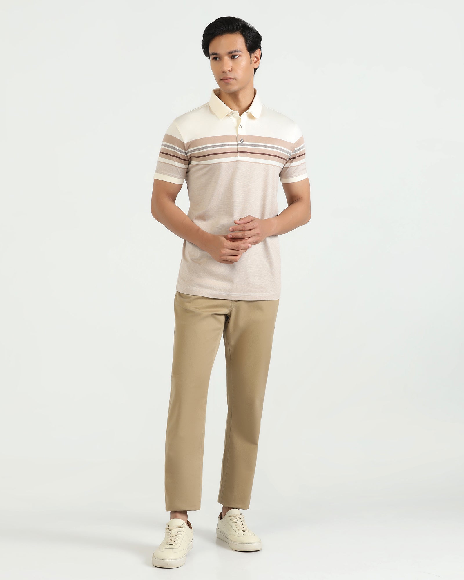 Polo Beige Stripe T-Shirt - Bella
