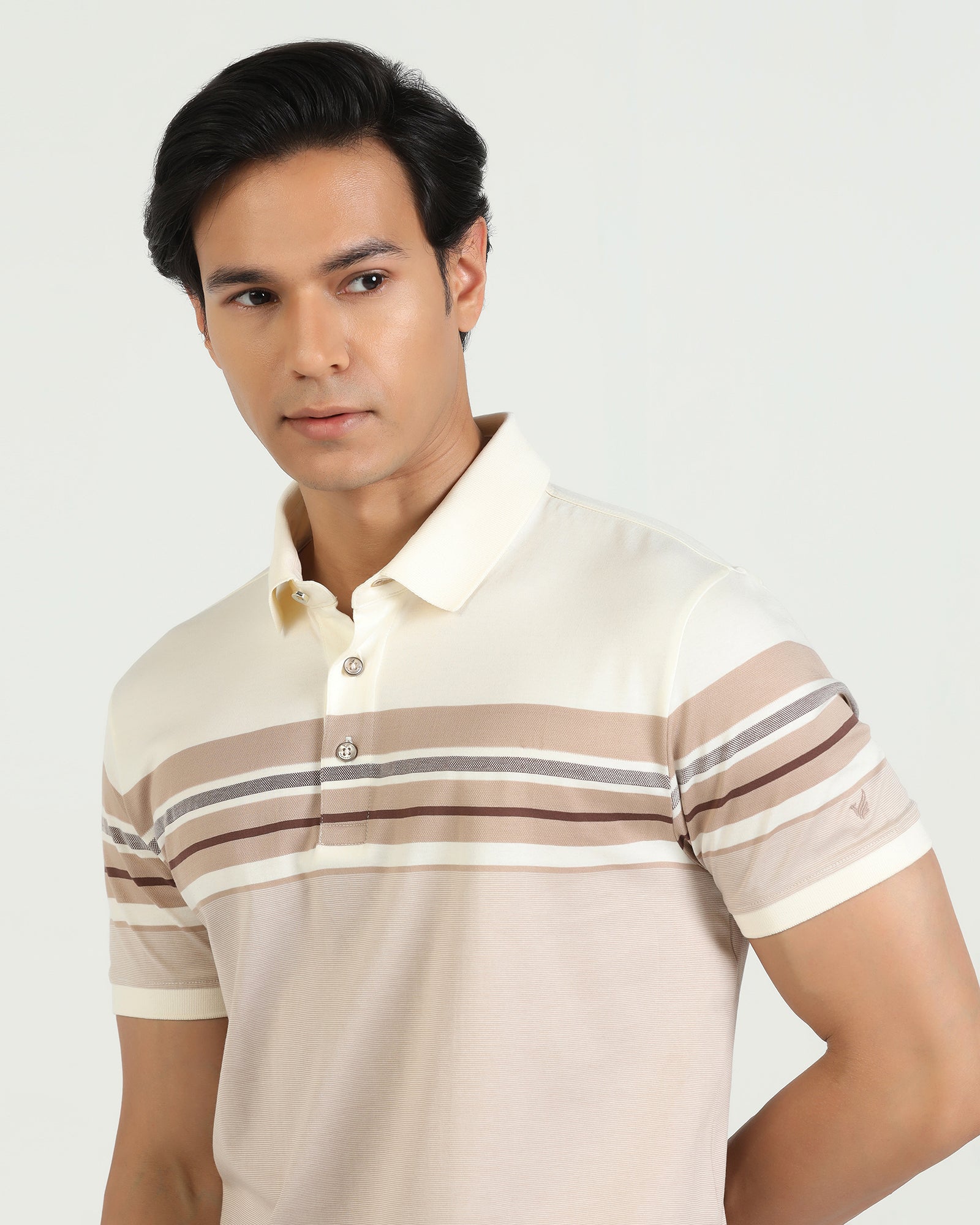 Polo Beige Stripe T-Shirt - Bella