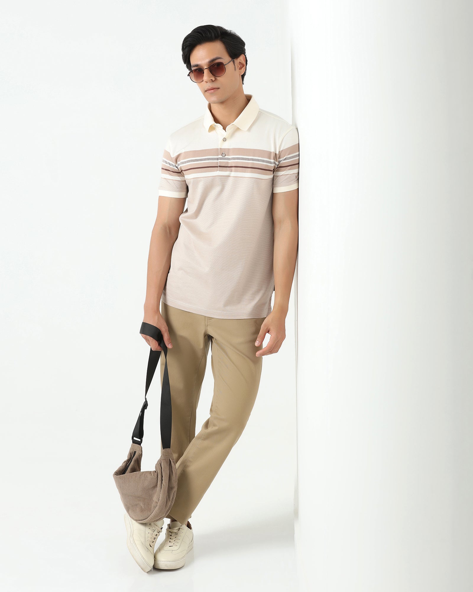 Polo Beige Stripe T-Shirt - Bella