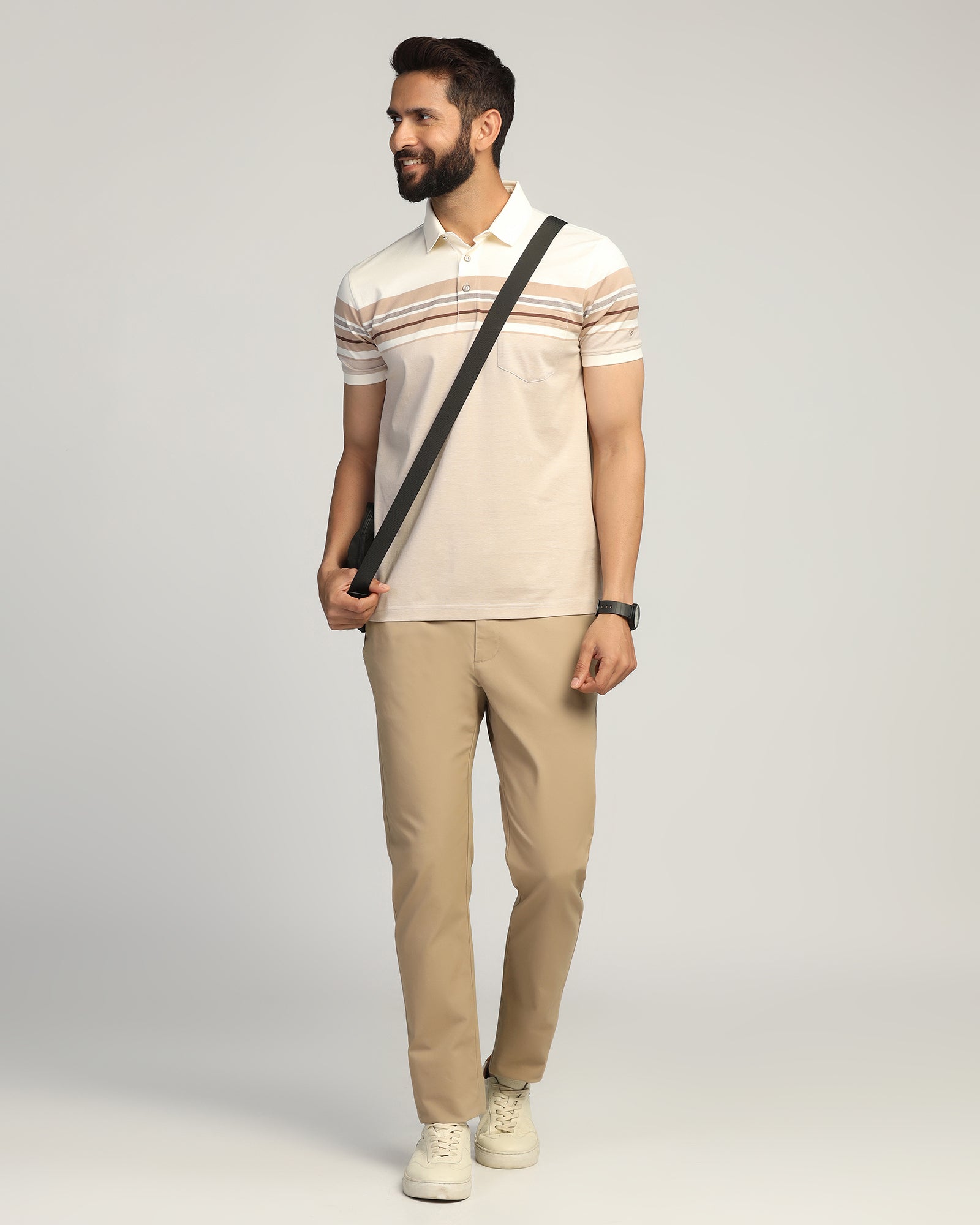 Polo Beige Stripe T-Shirt - Bella