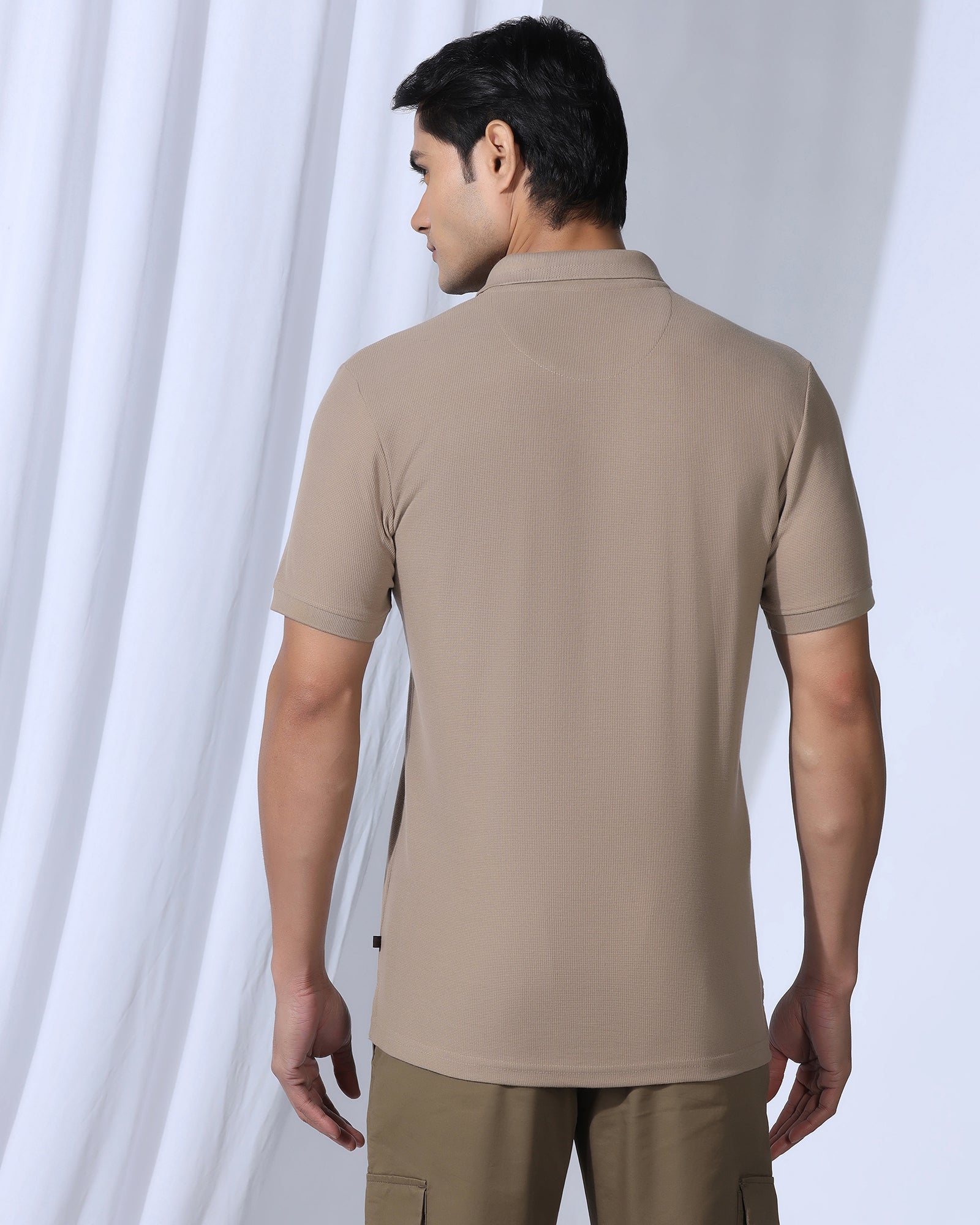 Polo Beige Textured T-Shirt - Kailen